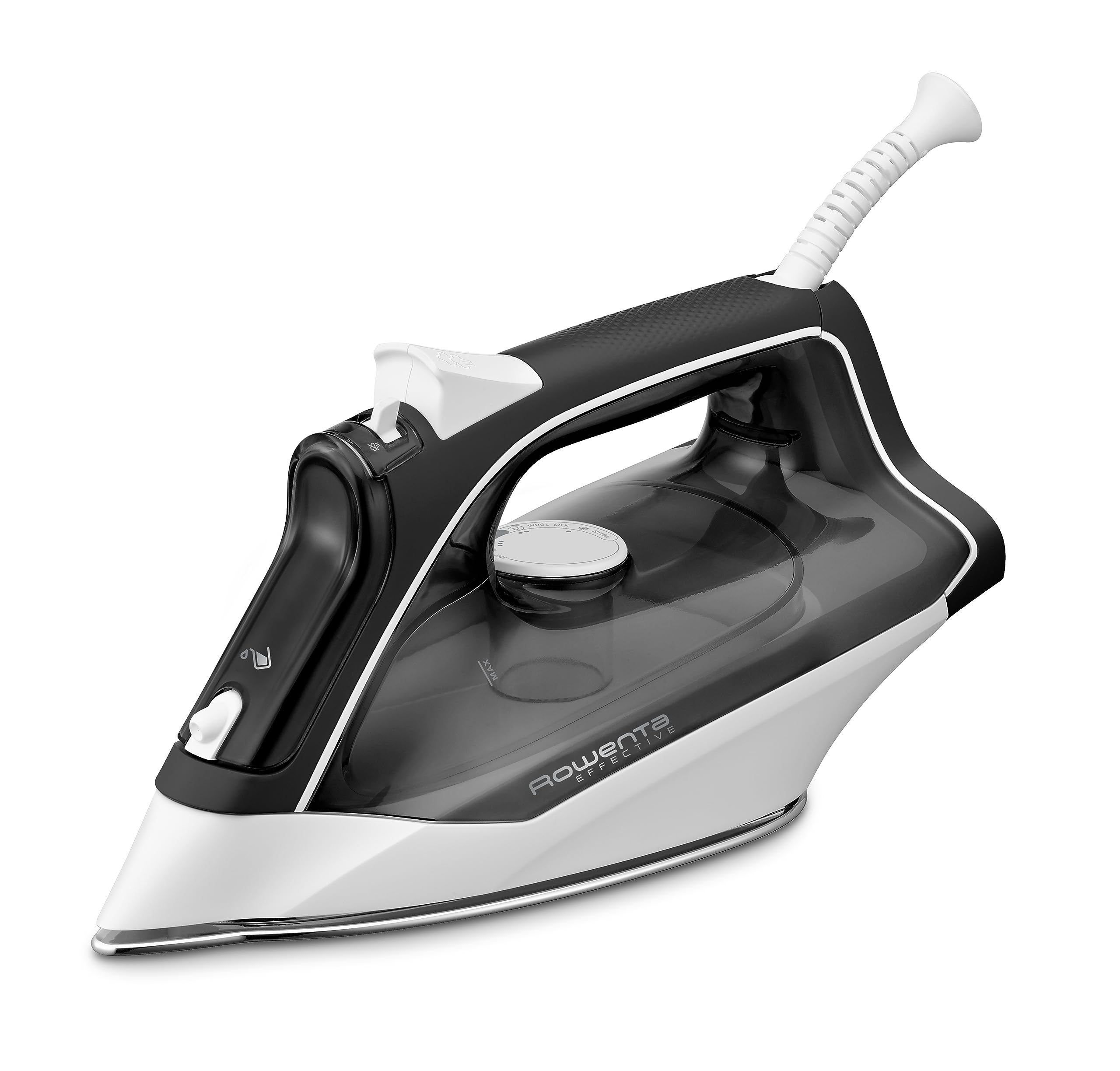 اتو بخار Rowenta Effective DX1530 | راندمان بالا | استفاده آسان | مخزن آب شفاف | 2000 وات | 30 گرم در دقیقه بخار مداوم، 100 گرم در دقیقه بخار لحظه‌ای | کفی استیل ضد خش (استاندارد)