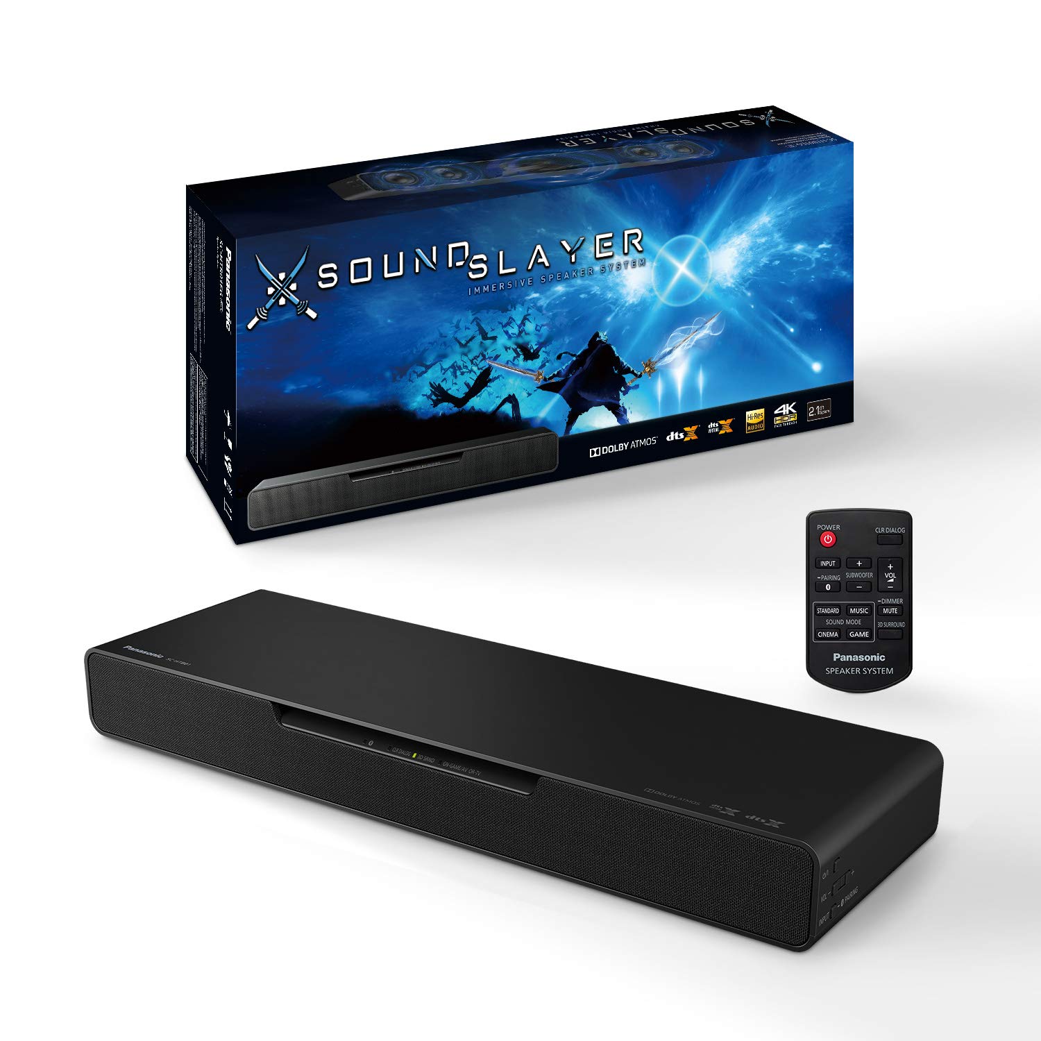 بلندگوهای مخصوص بازی پاناسونیک SC-HTB01 با ساب ووفر یکپارچه (Dolby Atmos و DTS:X، بلوتوث، صدای با وضوح بالا، HDMI) مشکی تکی