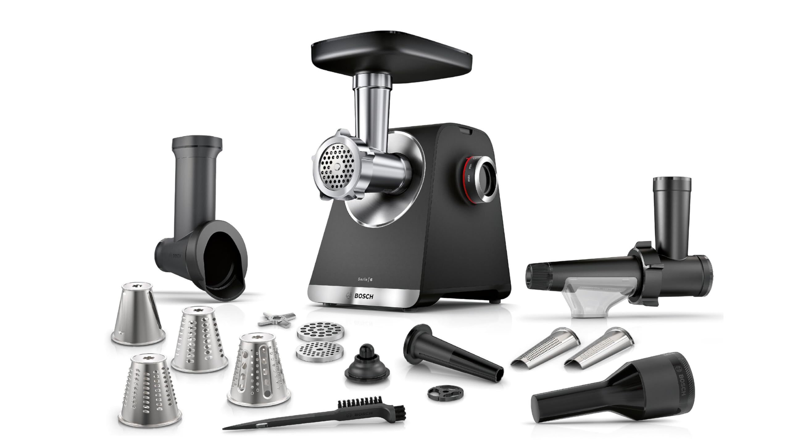 چرخ گوشت بوش آلمان 6 سری Bosch MFWS660B  کیلوگرم 3.5 در دقیقه رنده 2 عدد دیسک سوراخ دار 3 و 8 میلی متری پرس میوه 2 سرعته 10 سال گارانتی موتور دنده سیاره ای