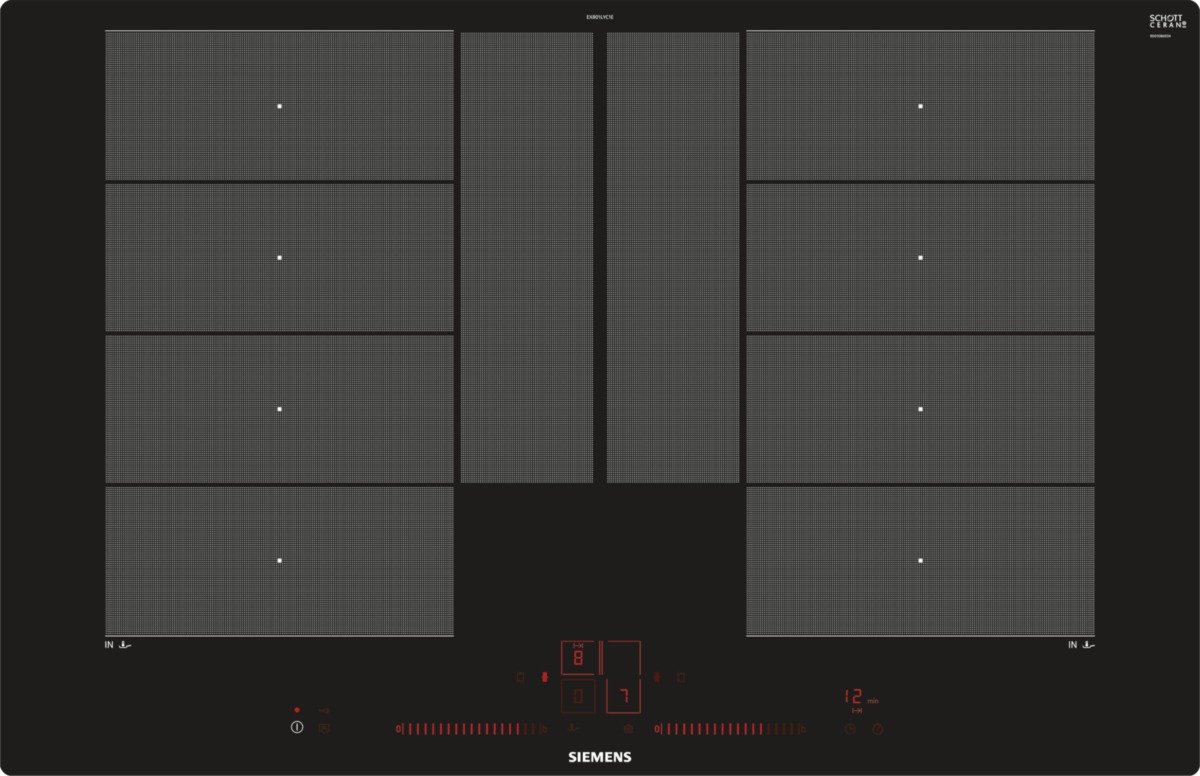اجاق گاز رومیزی برقی زیمنس مدل EX801LYC1E iQ700، شیشه و سرامیک، 79.2 سانتی‌متر، قابلیت افزایش قدرت، توکار، 80 سانتی‌متر توکار