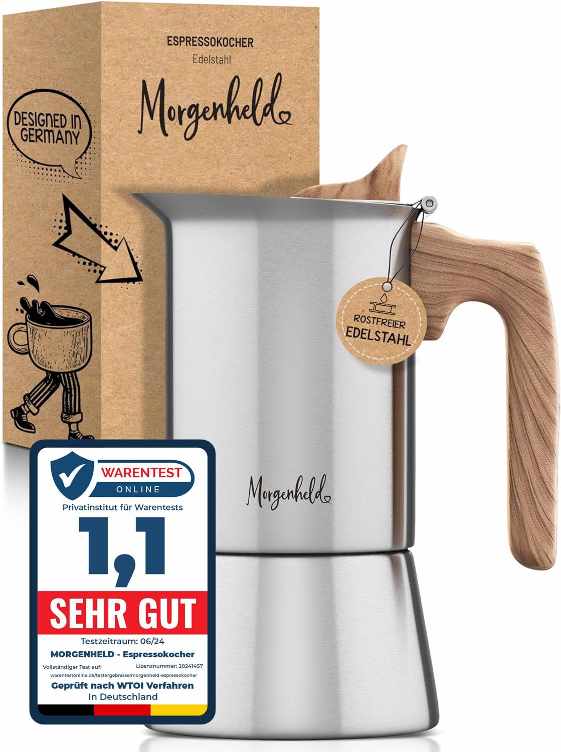 قهوه ساز موکاپات Morgenheld آلمان اسپرسو 200 میلی لیتری مناسب برای اسپرسو ساز القایی  اجاق گاز القایی موکا ساز