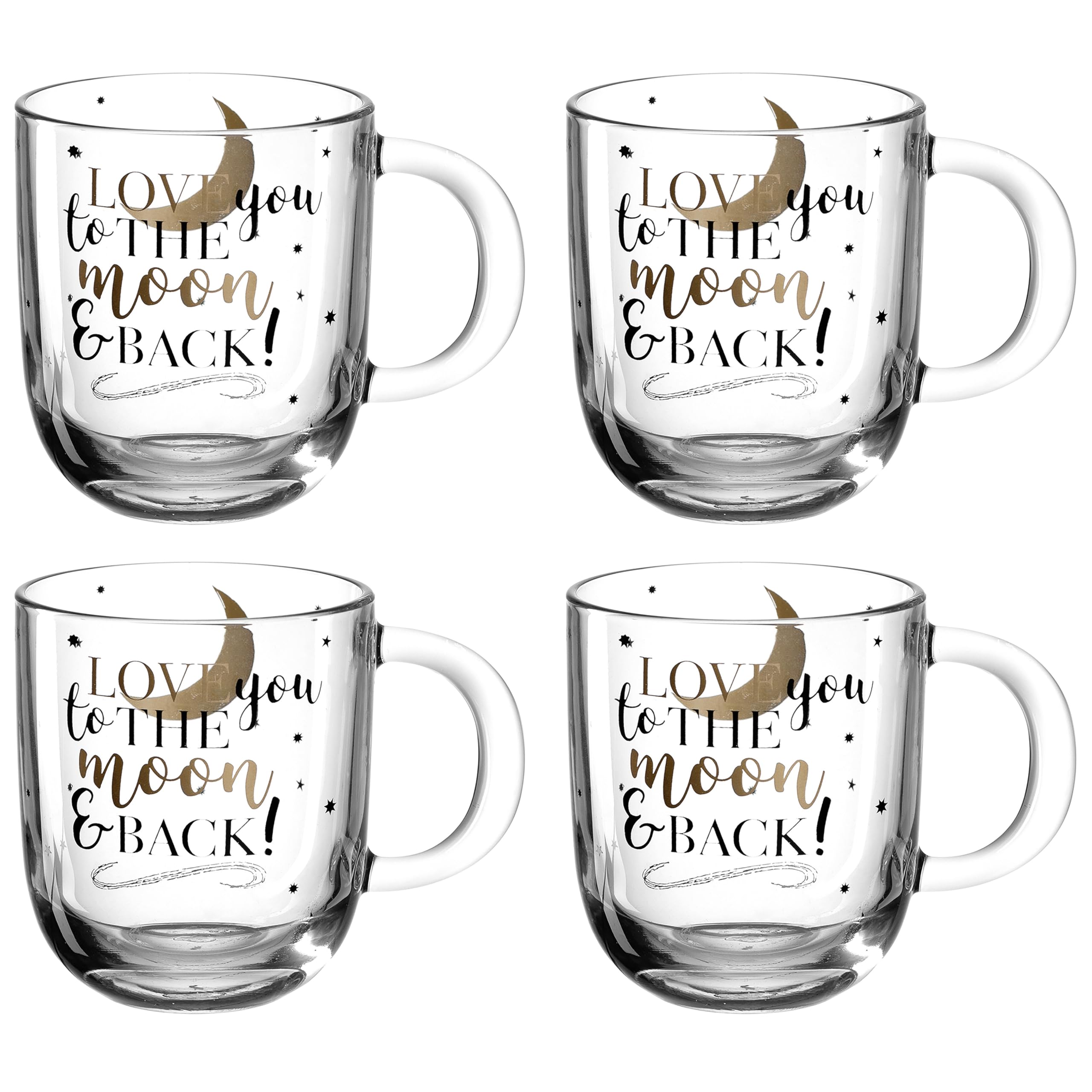 لئوناردو هوم 046450 EMOZIONE Tasse 400 ml mehrfarbig 'دوستت دارم.' مجموعه 4 عددی، لیوان 4 عددی دوستت دارم تا ماه