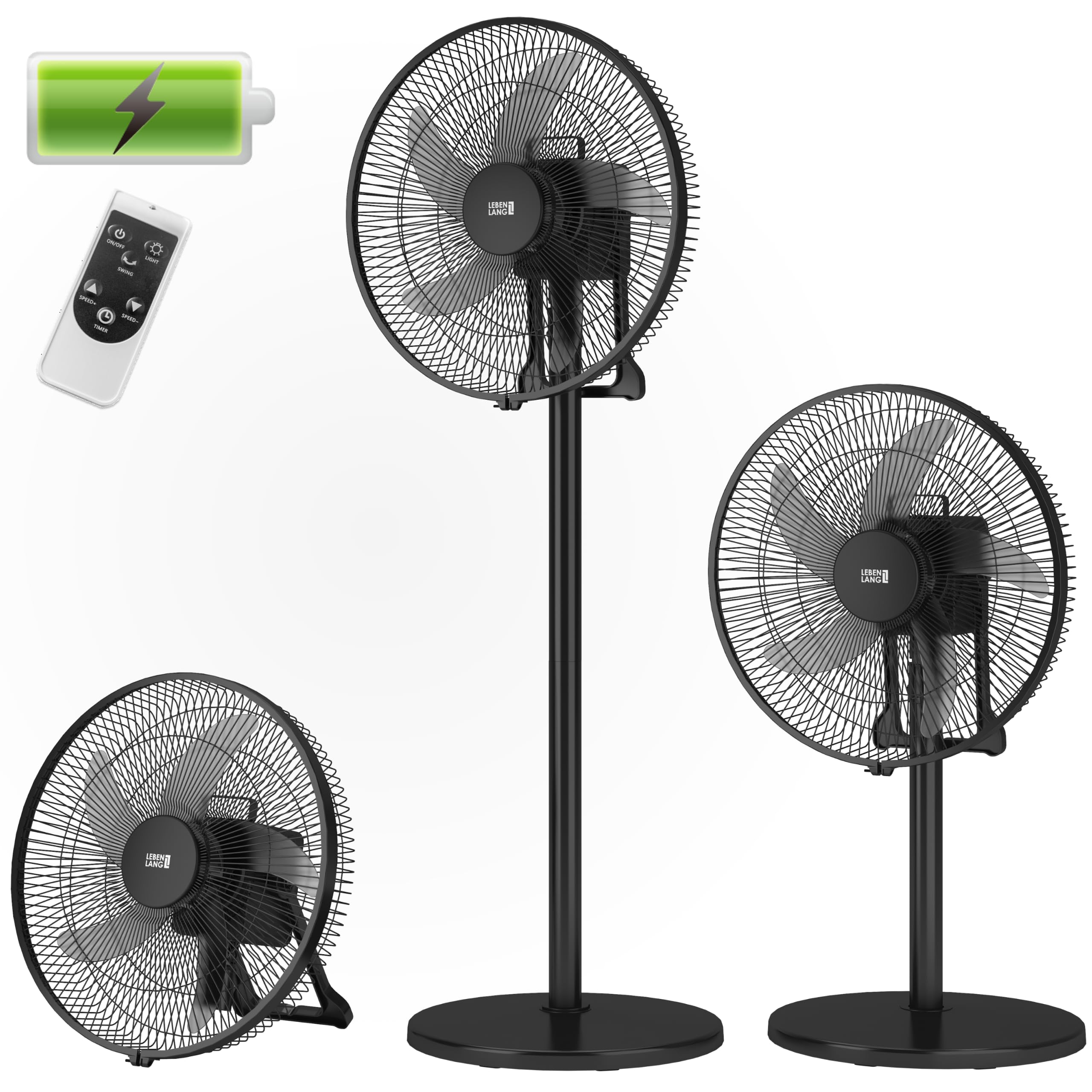 پنکه لبن لانگ آلمان - 3600 میلی آمپر ساعت تا 45 ساعت کار از جمله. کنترل از راه دور و 5 تیغه روتور I ایده آل به عنوان یک فن کمپینگ باطری پنکه سقفی پنکه پایه پنکه