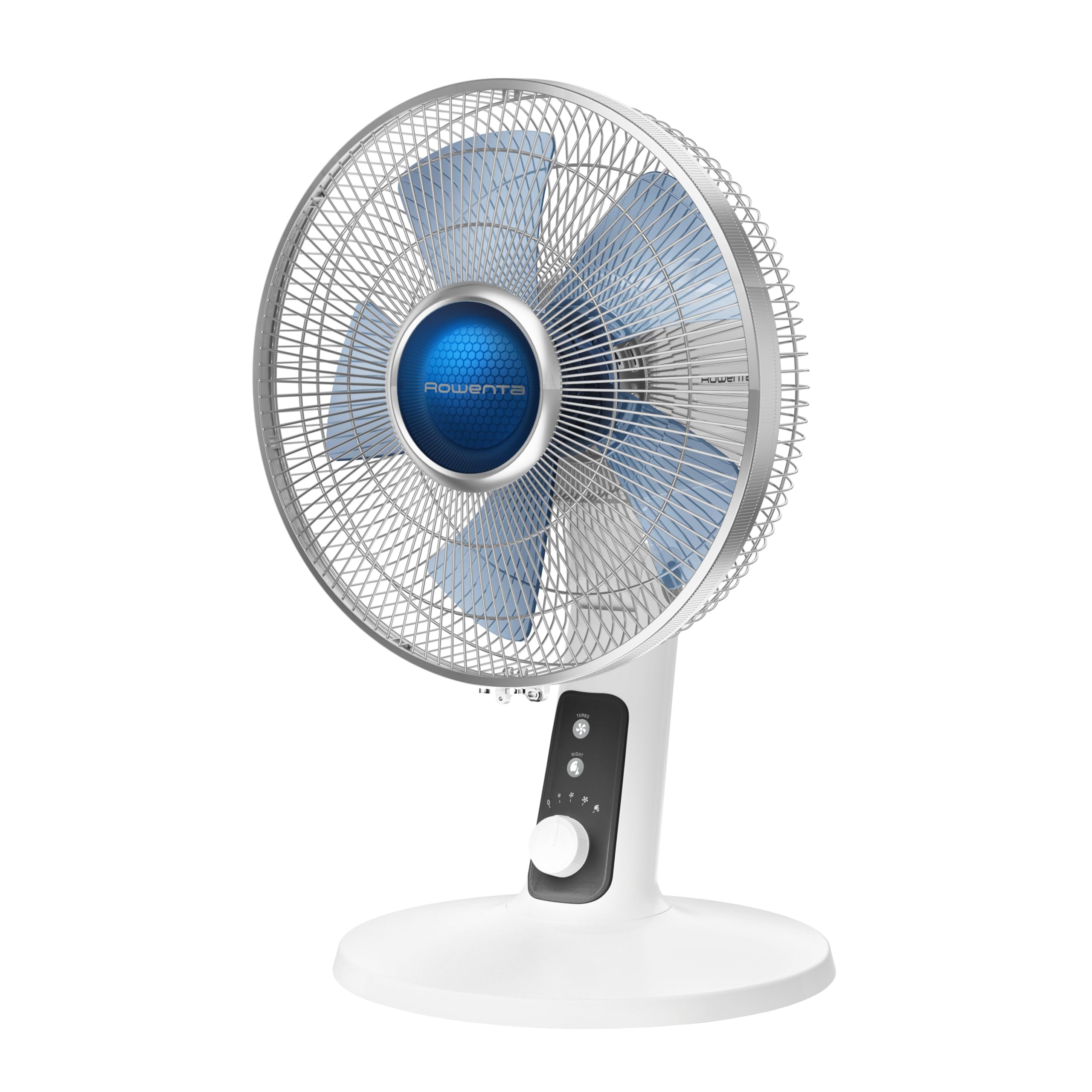 پنکه رومیزی Rowenta Turbo Silence Extreme+، بی‌صدا تنها با ۳۸ دسی‌بل(A)، قدرتمند، ۴۵ متر مکعب در دقیقه، مصرف انرژی پایین، ۴ سرعته، نوسان خودکار، ایمن، سفید، VU2731 38 دسی‌بل/ ۴ سرعته سفید/مشکی