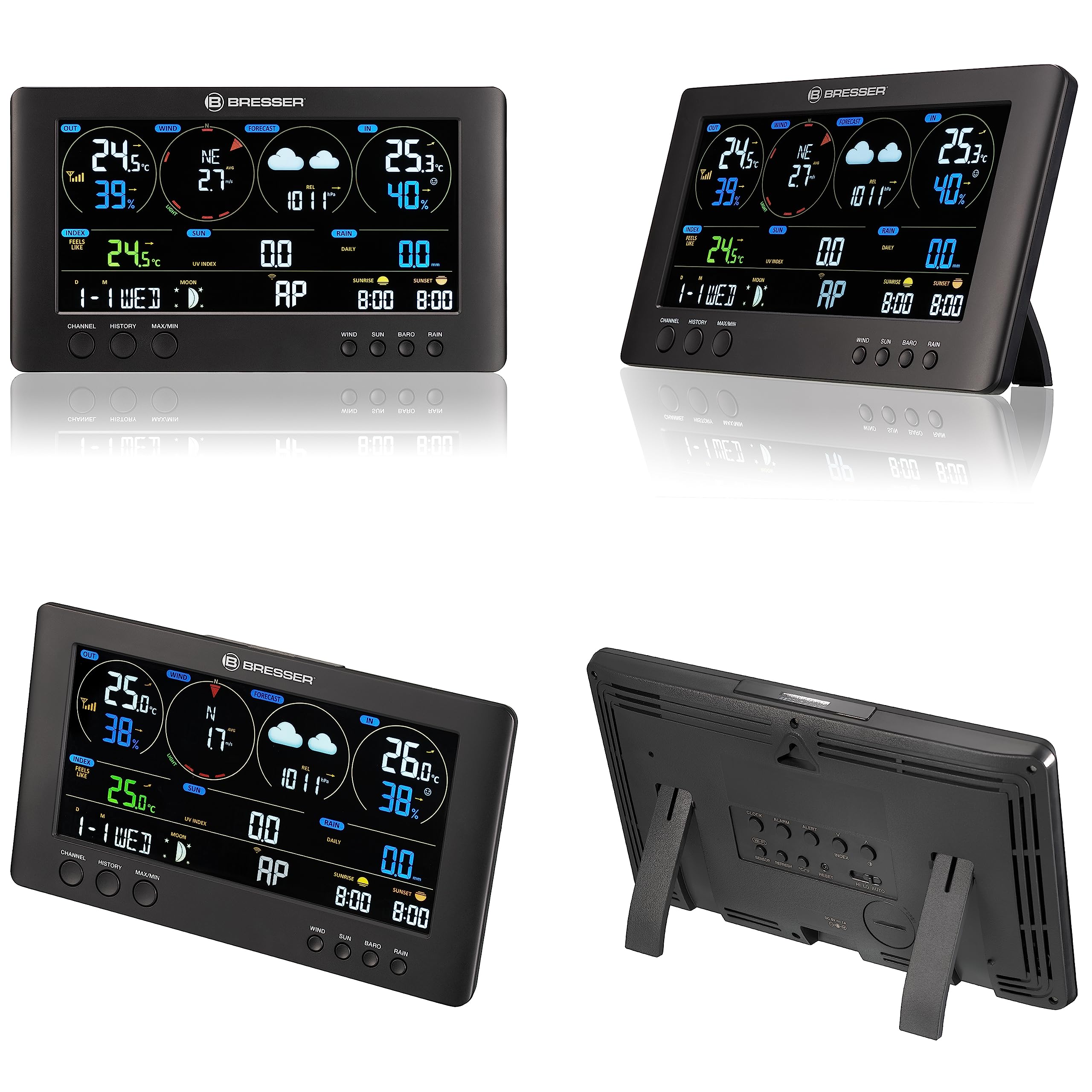 ایستگاه پایه اضافی Bresser برای ایستگاه هواشناسی بی‌سیم WLAN 7002586 ClearView مرکز هواشناسی با ساعت زنگ‌دار، ایستگاه پایه مشکی تکی