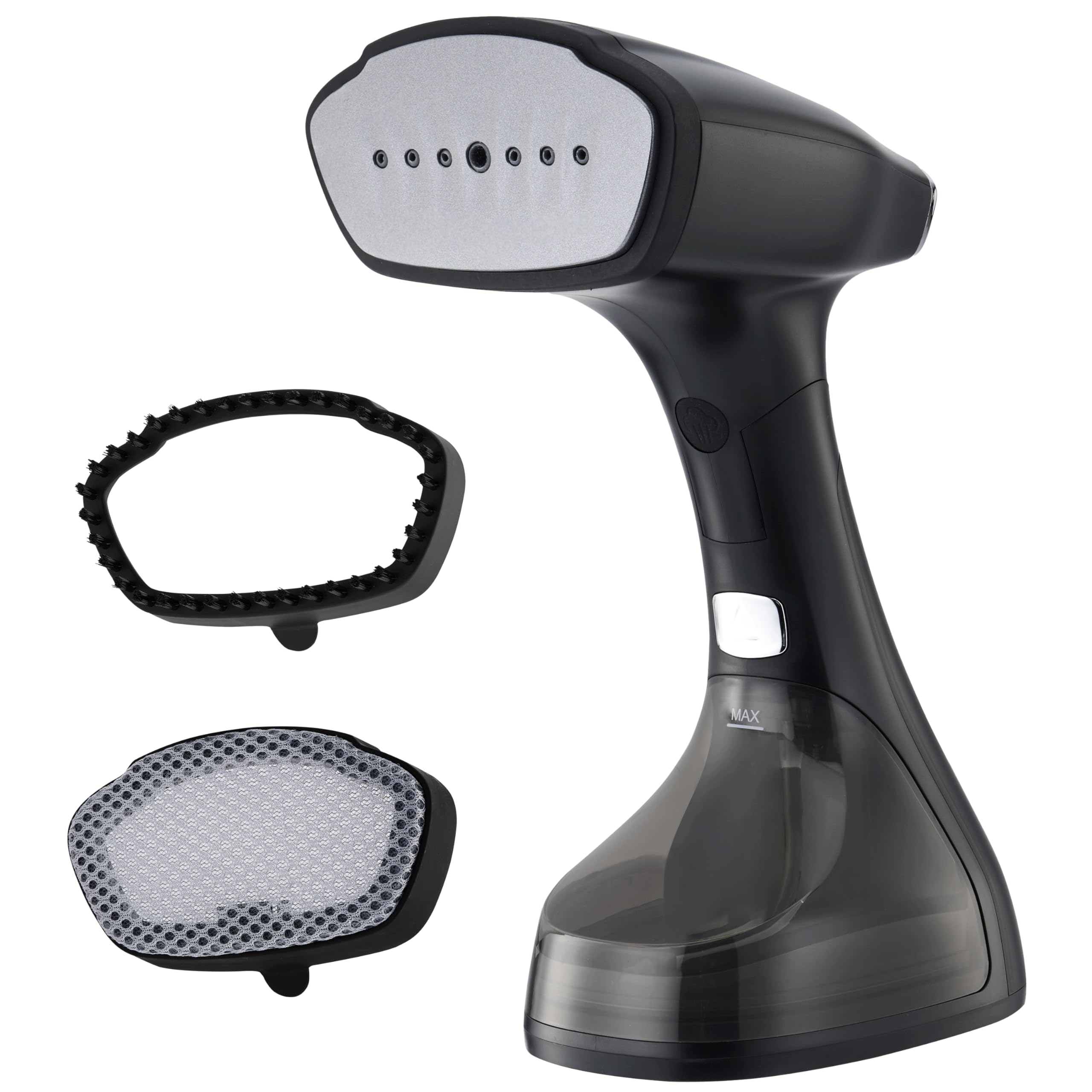 اتو بخارگر کلامر آلمان KLAMER، مخزن آب 280 میلی لیتری، خروجی بخار 25 گرم در دقیقه، 1800 وات، 2 ضمیمه مناسب برای تمامی پارچه ها از ابریشم تا نخی، تاشو برای منزل، مسافرت و محل کار