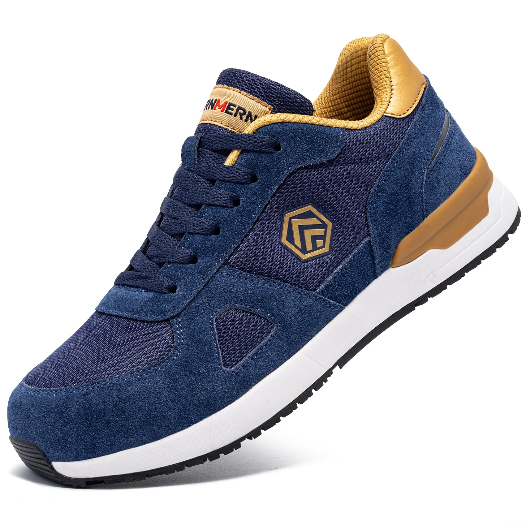 کفش ایمنی مردانه LARNMERN PRO، کفش کار با پنجه فولادی، سبک، کفش محافظ ورزشی ضد لغزش SRC، سایزهای ۳۶-۴۹ EU، ۴۳.۵ EU، آبی یاقوتی