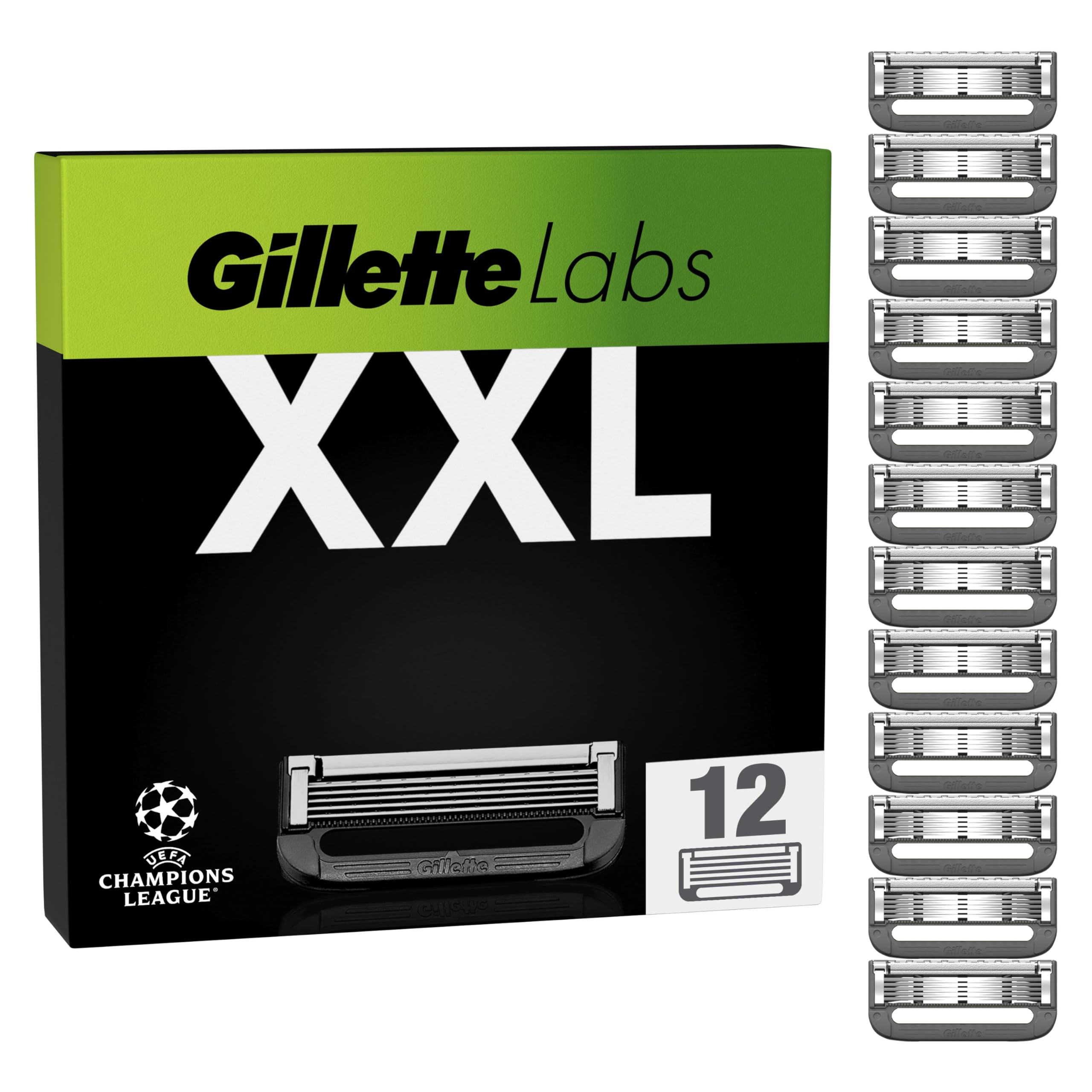 تیغ‌های اصلاح ژیلت لبز مخصوص آقایان - شامل ۱۲ تیغه جایگزین اصلی، سازگار با تمام تیغ‌های ژیلت لبز (از جمله تیغ گرم‌شونده) ۱۲ تیغه