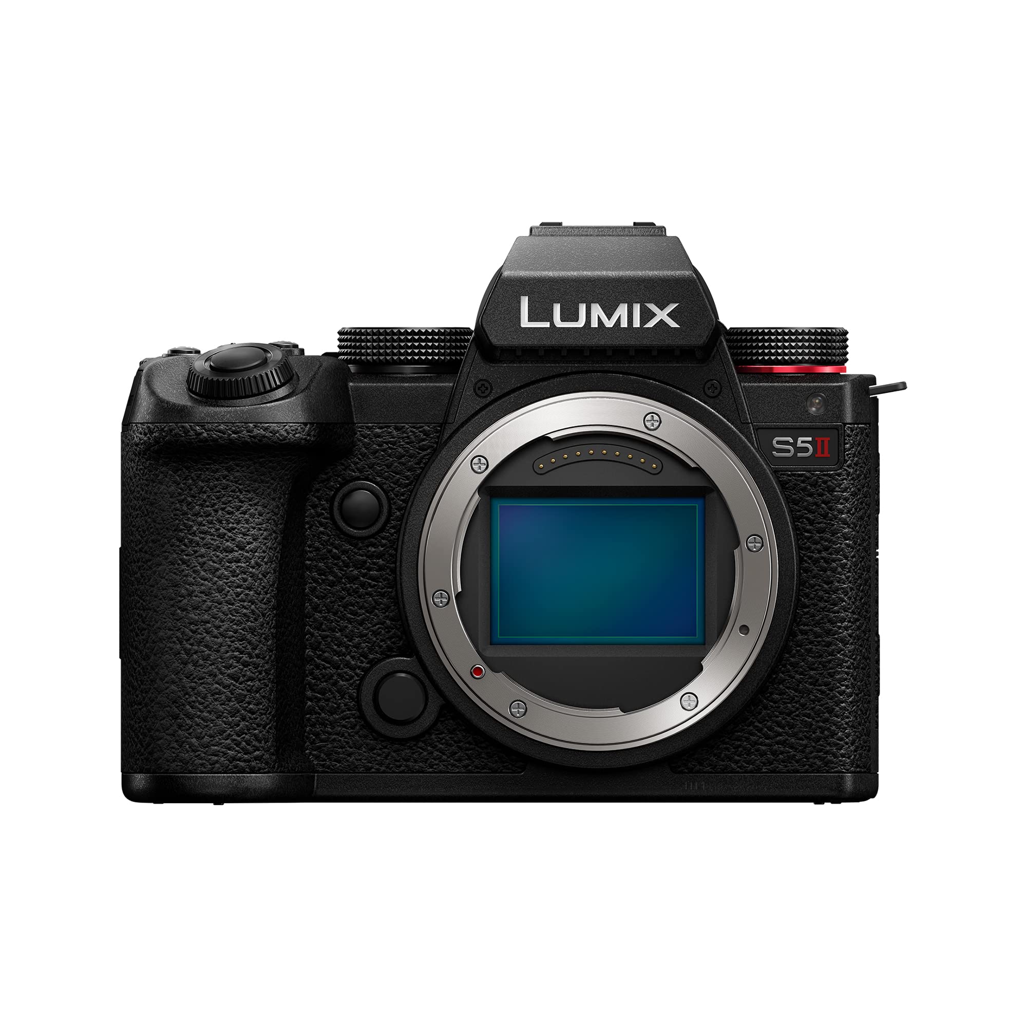 بدنه دوربین بدون آینه فول فریم پاناسونیک LUMIX DC-S5 II، فیلمبرداری 4K 60P و 6K 30P، صفحه نمایش چرخان، وای فای، فوکوس خودکار هیبریدی فازی با 779 نقطه، لرزشگیر اپتیکال فعال، مشکی