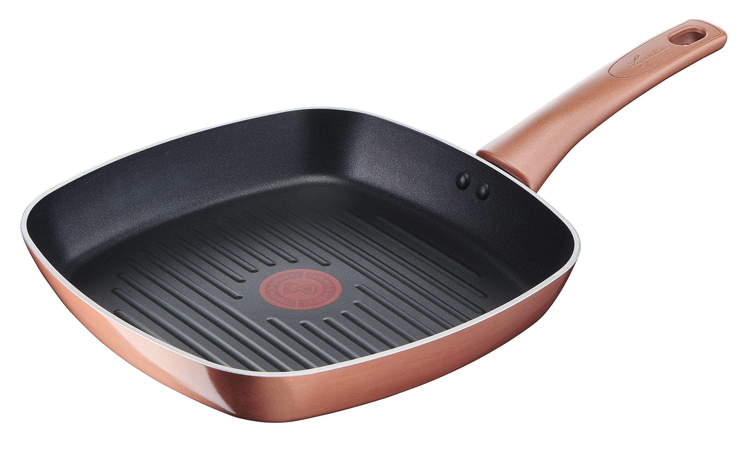 ماهیتابه گریل لاگوستینا راماتا، نمای بیرونی با طرح مسی، روکش نچسب آلومینیومی، 26 در 26 سانتی‌متر، مشکی