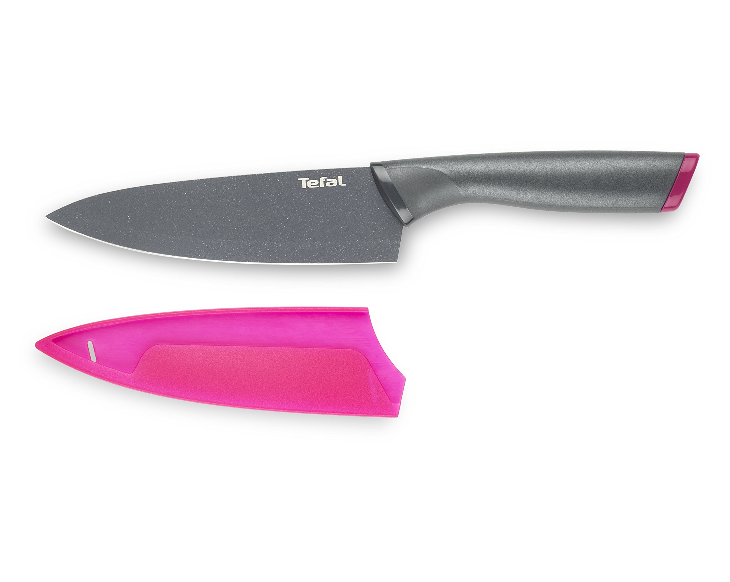 چاقو تکی جهانی تفال TefalTefal Fresh Kitchen K12203 Kochmesser 15cm, Soft Touch Komfort-Zone, anthrazit/pink 15cm Kochmesser