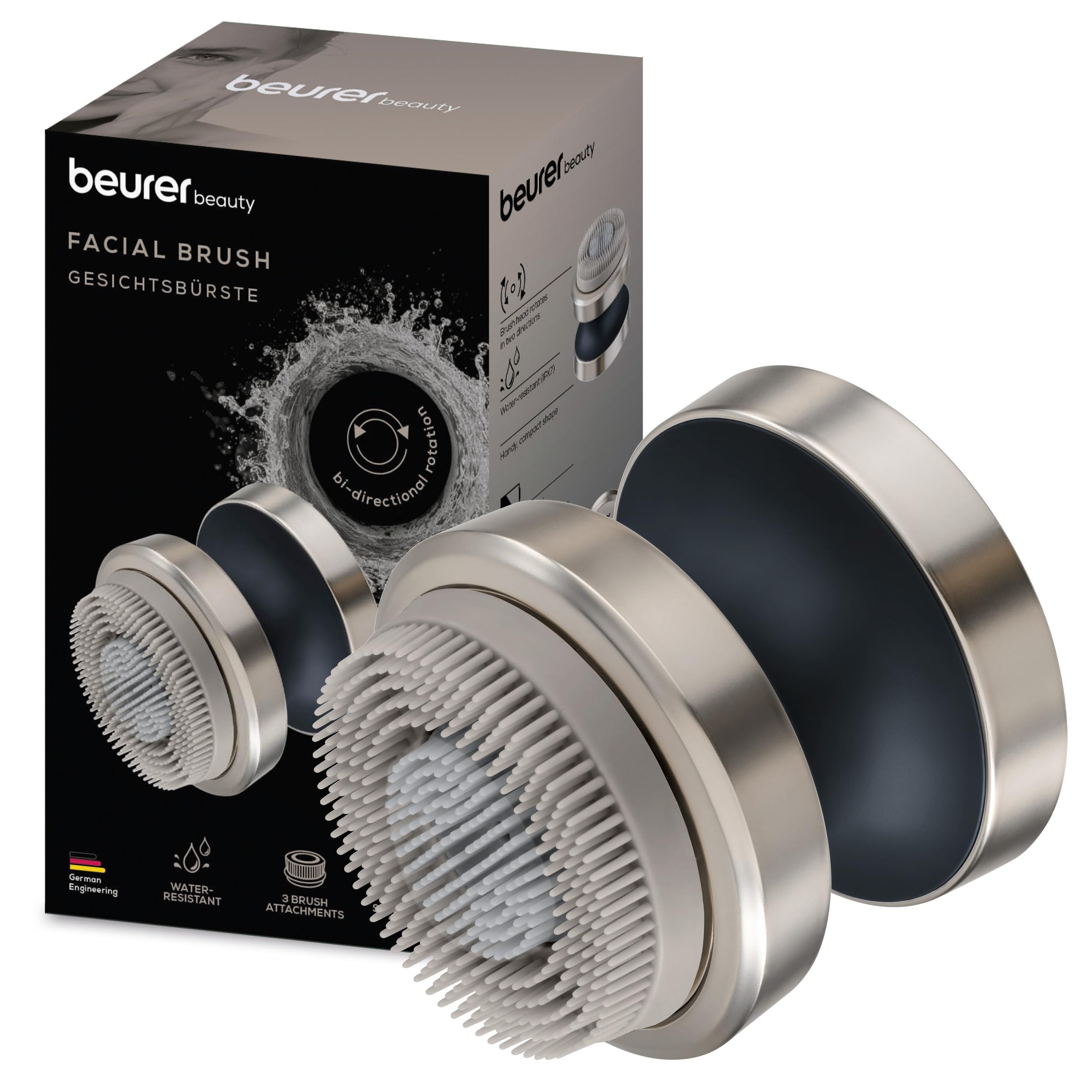 برس پاکسازی صورت برقی دوگانه بیورر آلمان Beurer FC 59 برای پاکسازی عمیق منافذ، ۳ سری  ضد آب، دارای باتری