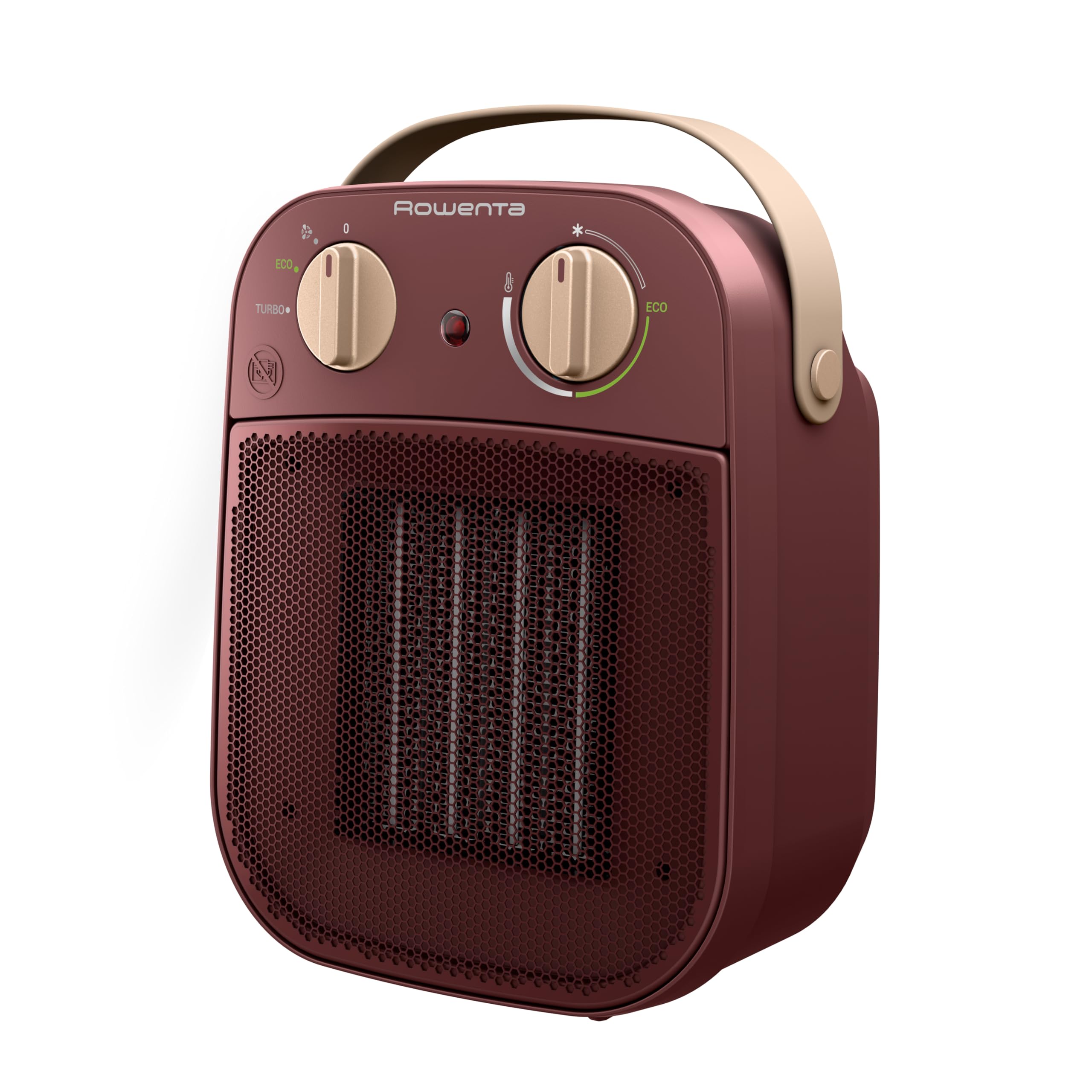 بخاری فن‌دار قابل حمل Rowenta My Nomad برای فضای حداکثر ۲۵ متر مربع، حالت اکو، حالت توربو، فناوری سرامیکی قدرتمند، ۴۲ دسی‌بل (A)، دسته حمل، فیلتر قابل شستشو، طراحی مدرن، قرمز تیره، SO8231F0 قرمز شرابی
