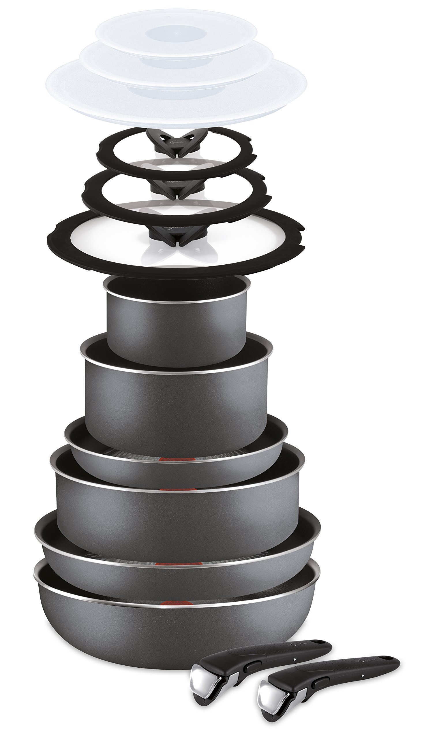 سرویس قابلمه لاگوستینا اینجنیو اسنشال آلومینیومی مشکی 14 عددی Ingenio Essential 14 Pezzi