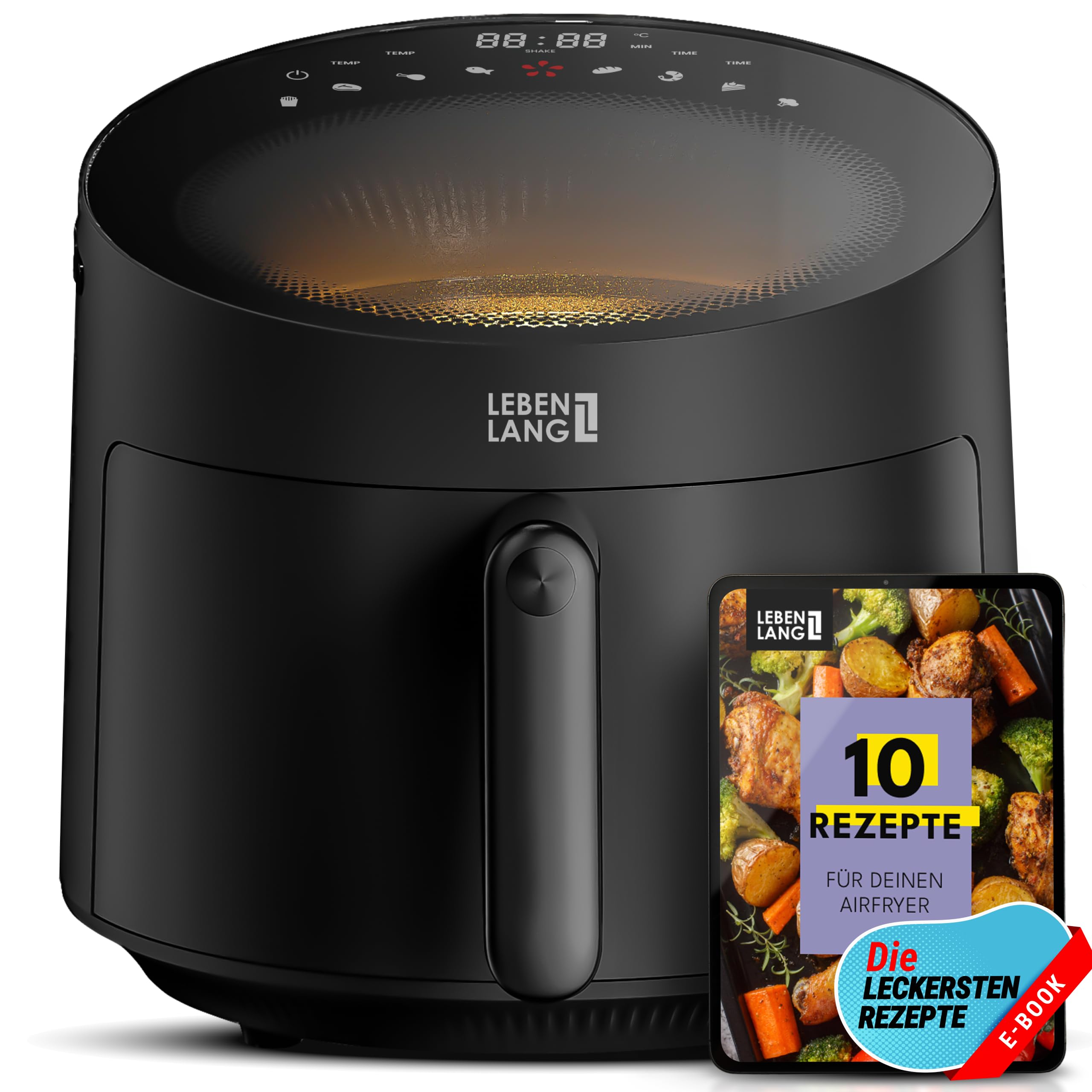 سرخ کن هوای گرم 5 لیتری لبن لانگ آلمان و 1500 واتی - شامل. کتاب دستور پخت و 8 برنامه I سرخ کن بدون روغن و بدون چربی سرخ کن با هوای گرم I سرخ کن با هوای گرم Air Fryers Airfryer I سرخ کن با هوای گرم گریل با هوای گرم سرخ کن عمیق