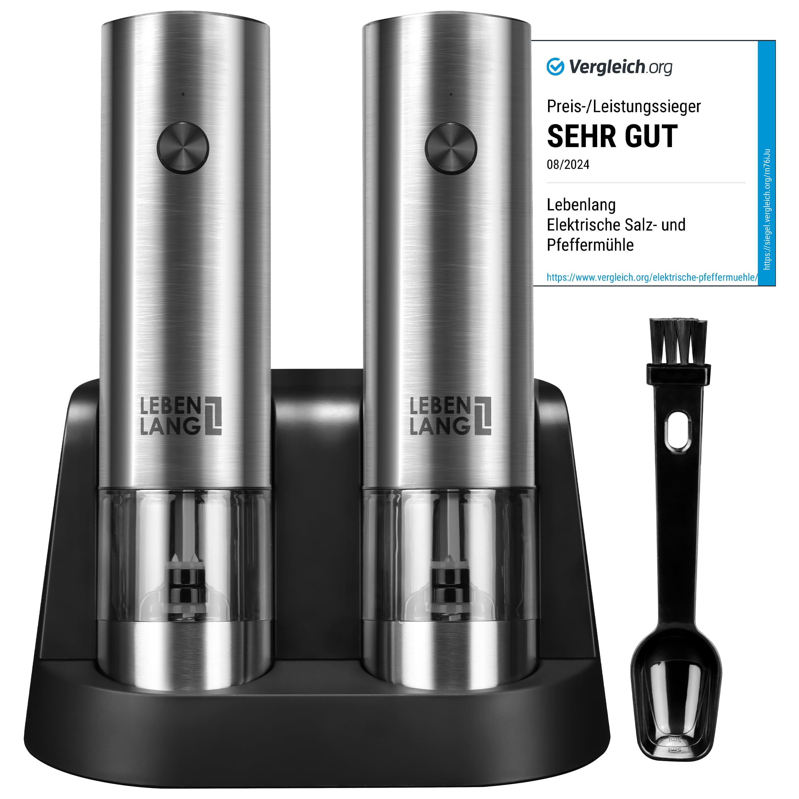 آسیاب نمک و فلفل شارژی لبن لانگ آلمان  - قابل شارژ و بسیاری از لوازم جانبی I ست باتری I فلفلدان فلفل و آسیاب نمک برای نمک درشت