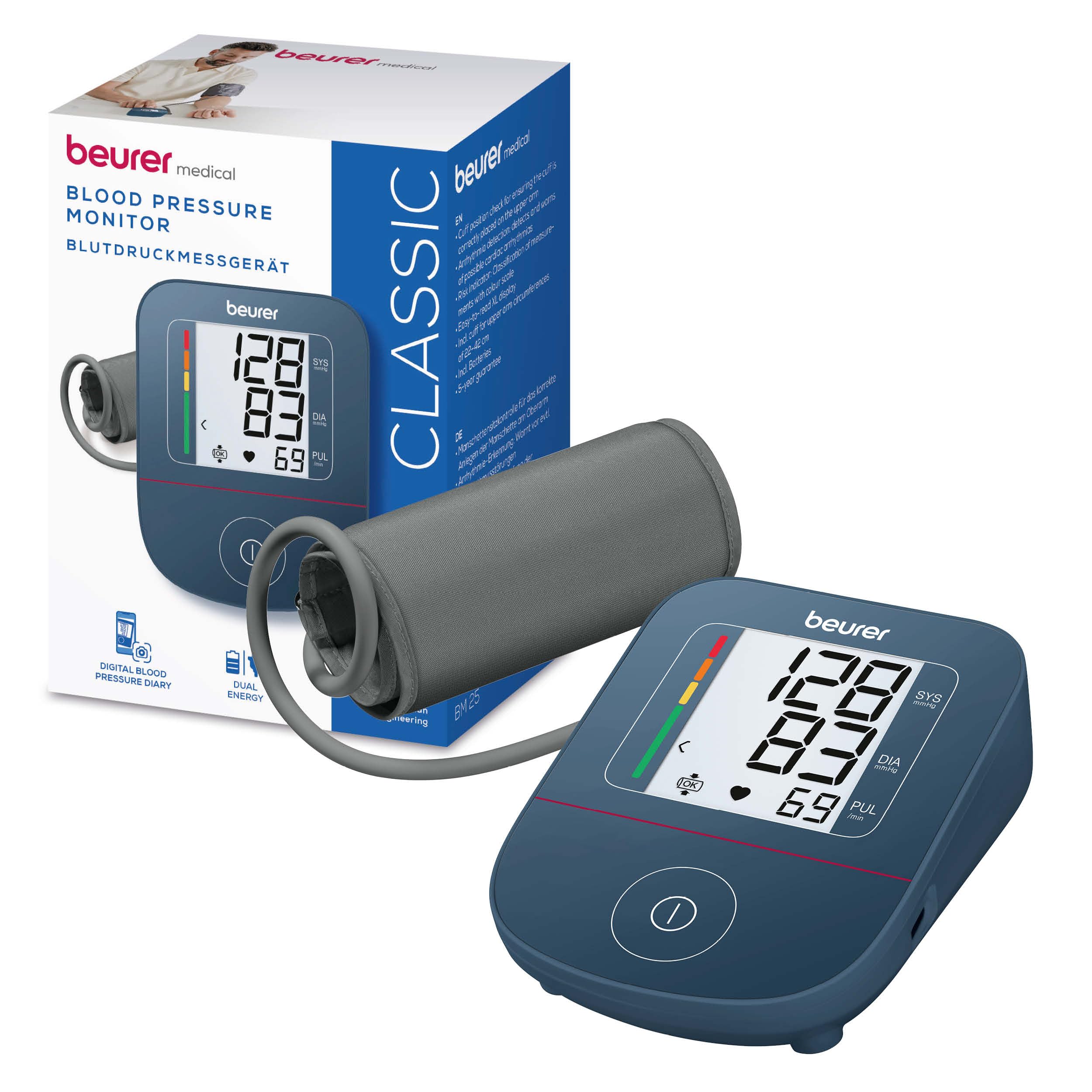 فشار سنج بازویی بیورر آلمان Beurer BM 25 اندازه‌گیری دقیق با کنترل کاف، تشخیص آریتمی، با اتصال USB-C