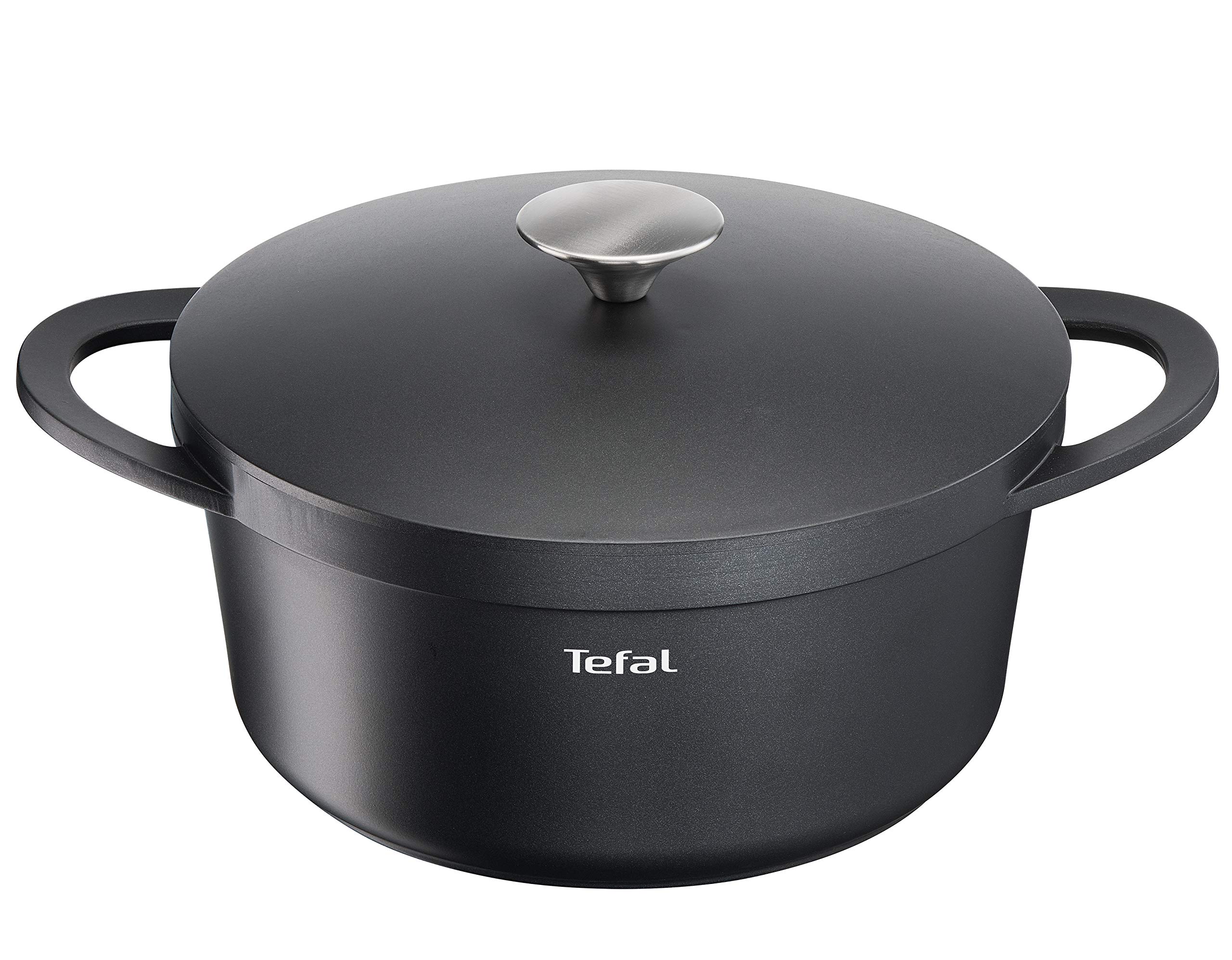 قابلمه چدنی تفال TEFAL TRATTORIA 24 سانتیمتری ماهیتابه آلومینیومی قابلمه با روکش نچسب نگهدارنده حرارت خوب ظروف کباب پز مناسب انواع اجاق های معمولی القایی مشکی E21846