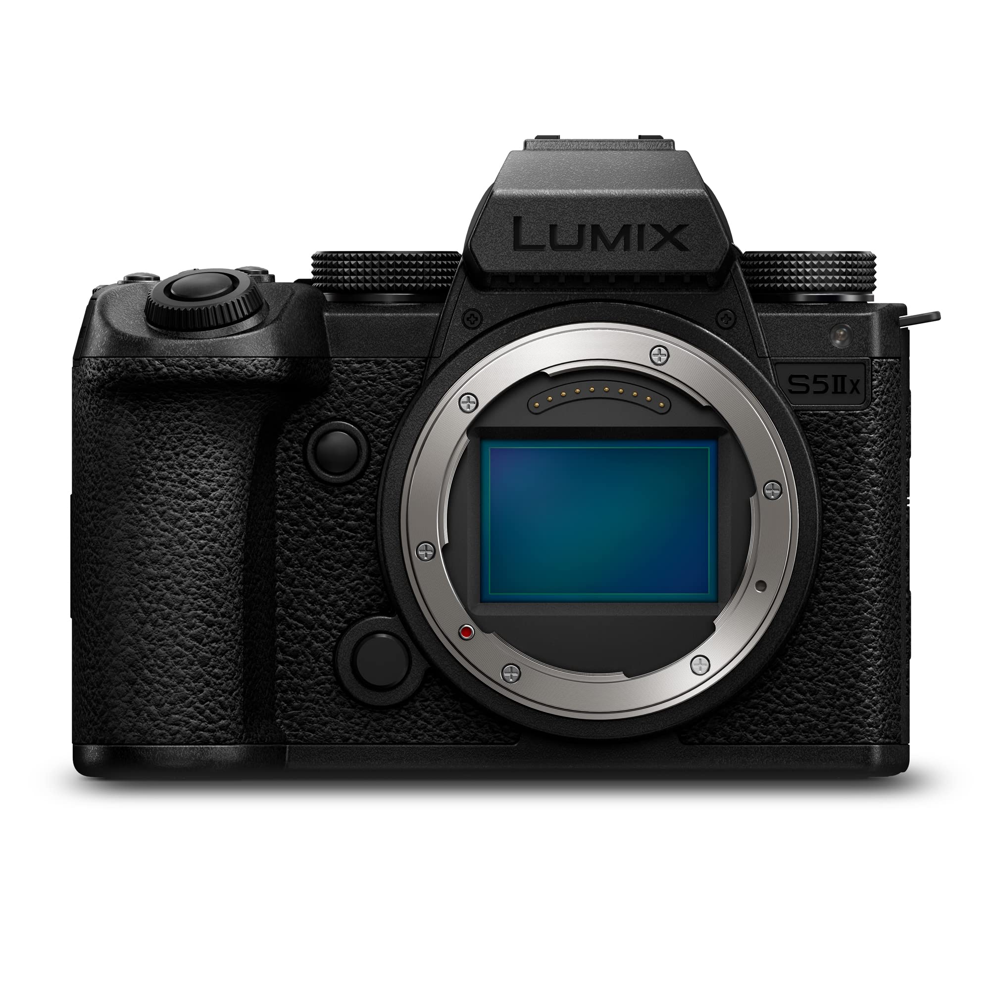 دوربین بدون آینه فول فریم پاناسونیک LUMIX DC-S5M2XE، ضبط نامحدود 4K 60p و 6K 30p، صفحه نمایش چرخان، وای فای، فوکوس خودکار هیبریدی تشخیص فاز، لرزشگیر فعال، ایزو دوگانه، باتری DMW-BLK22، فقط بدنه، 2160p، 2023