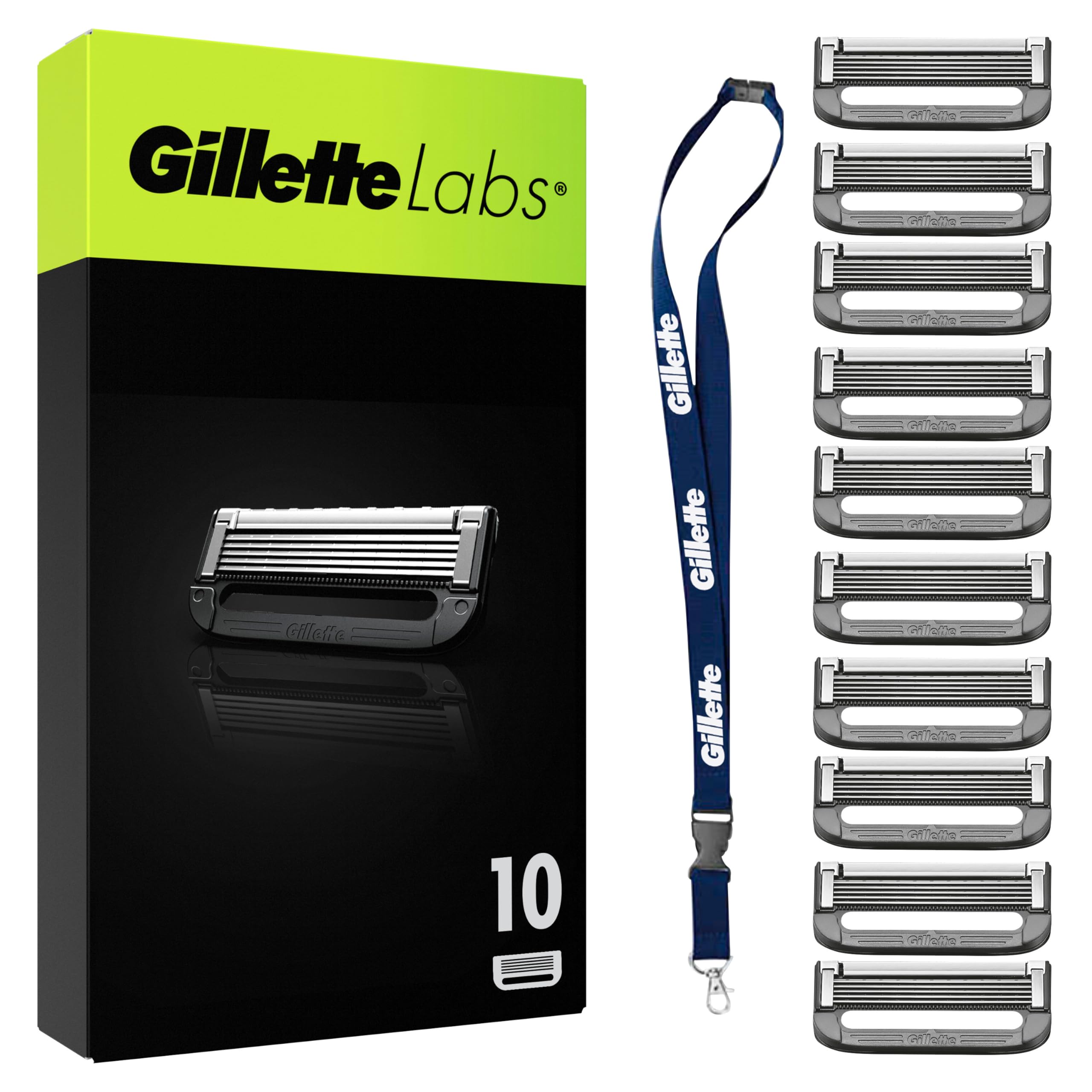 تیغ‌های خودتراش ژیلت لبز مخصوص آقایان - شامل ۱۰ تیغه جایگزین اصلی و حلقه کلید. سازگار با تمام تیغ‌های ژیلت لبز (از جمله تیغ گرم‌شونده). ۱۰ تیغه + حلقه کلید