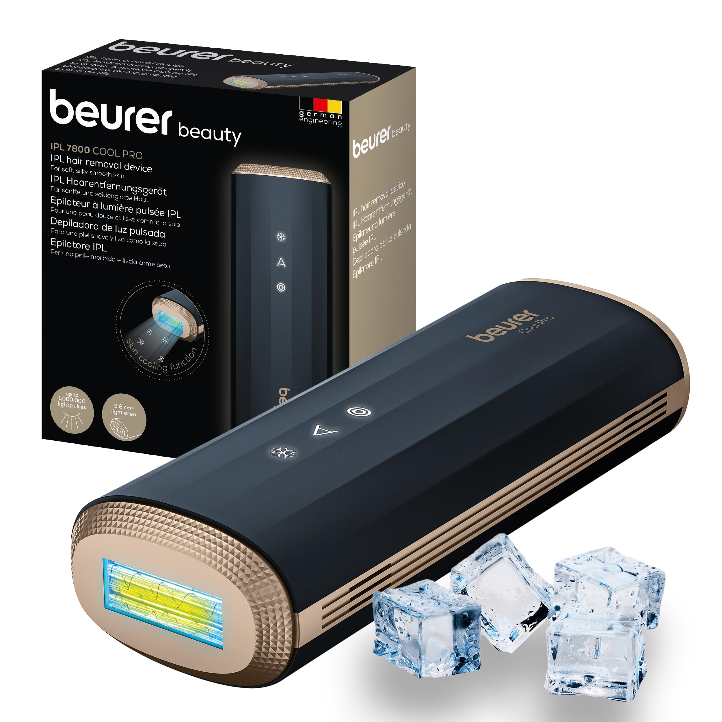 دستگاه لیزر رفع موهای زائد بدن بیورر آلمان Beurer IPL 7800 با فناوری خنک‌کننده، 5 سطح شدت، تا 1 میلیون پالس نوری