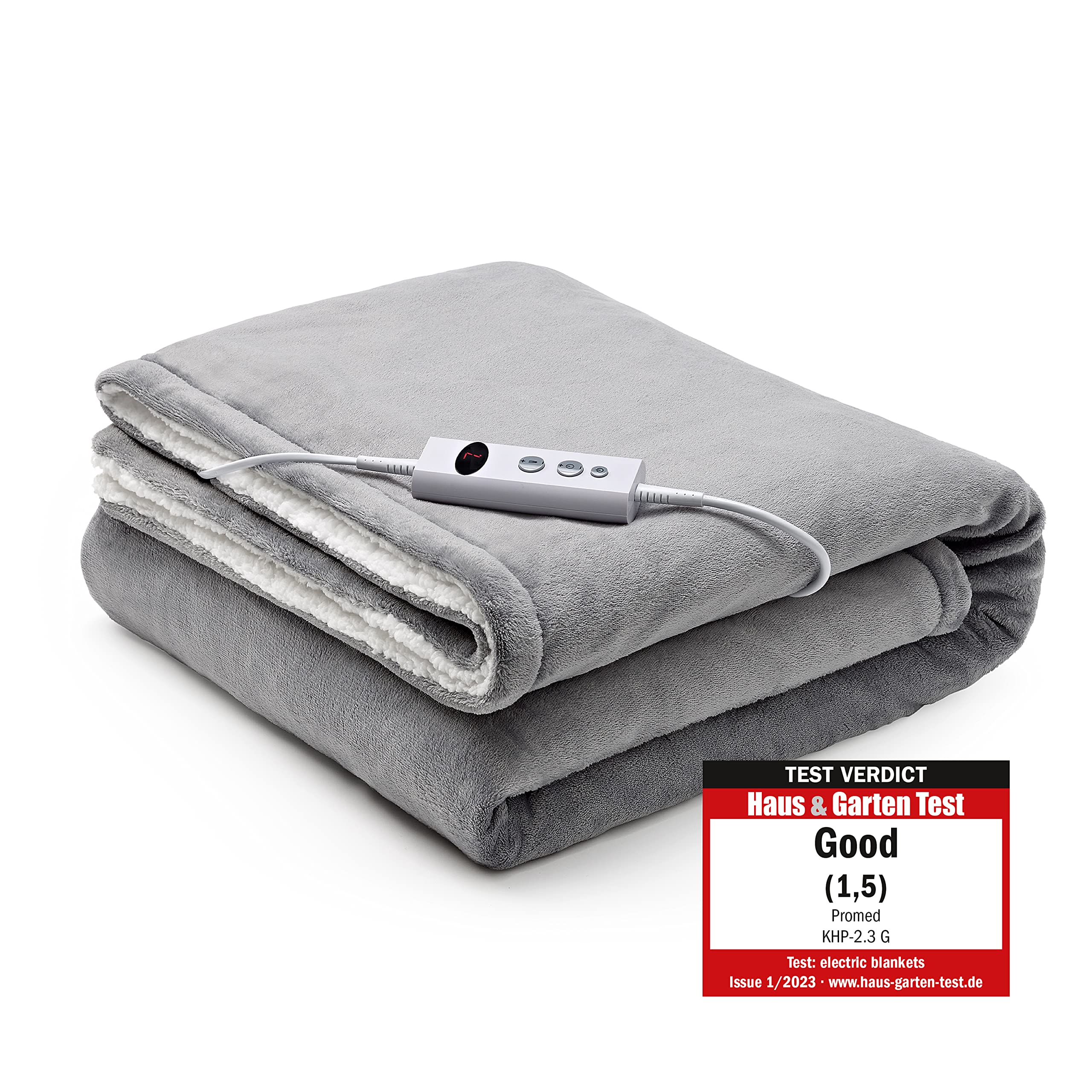 پتوی گرم شونده Promed با خاموش شدن خودکار، پتوی گرم شونده XXL تقریباً ۱۸۰ در ۱۳۰ سانتی‌متر، پتوی گرم شونده راحت KHP-2.3G با ۱۰ سطح گرمایش و تایمر، پتوی گرم شونده برقی و نرم