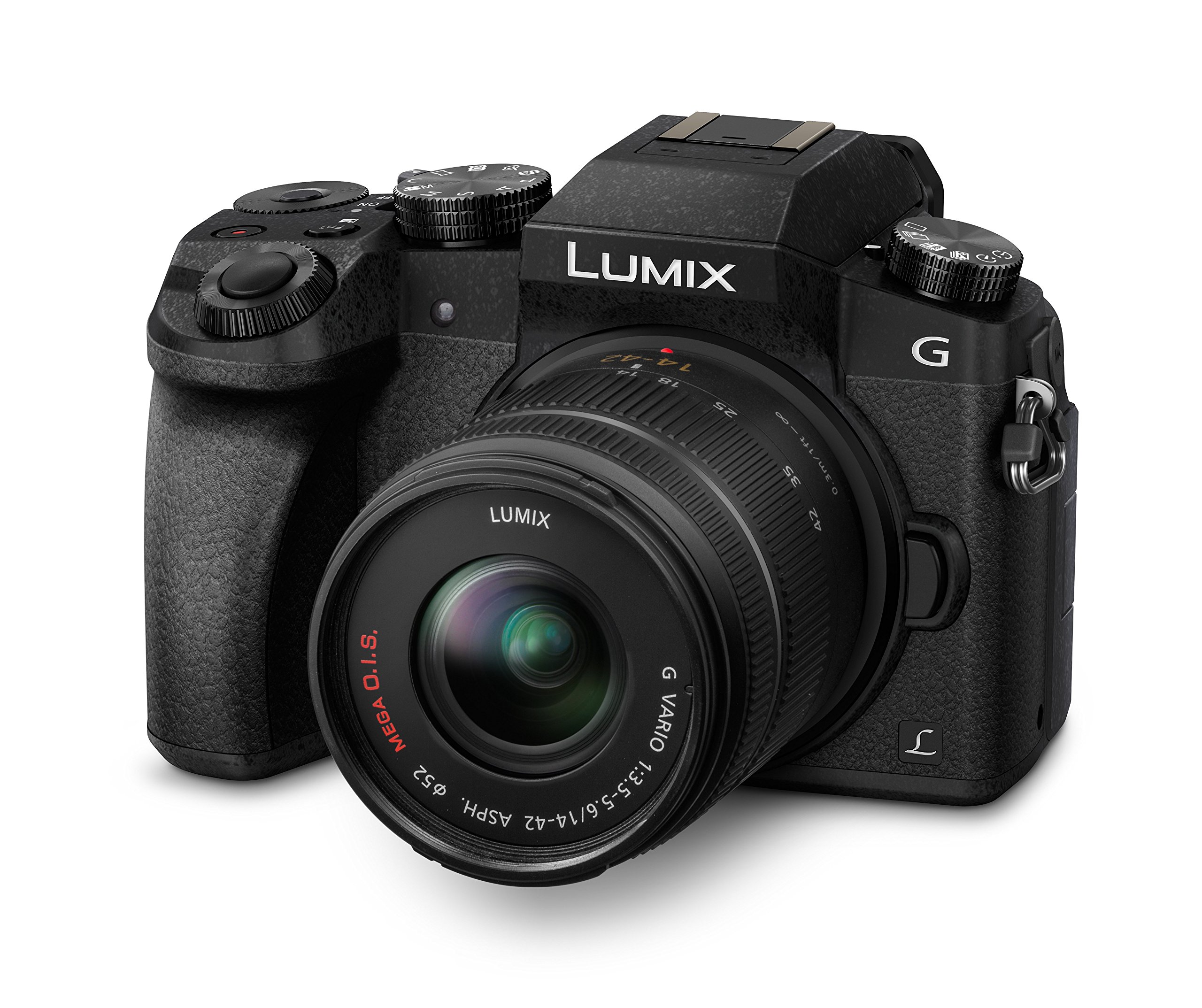 دوربین سیستم پاناسونیک LUMIX G DMC-G70KAEGK (16 مگاپیکسل، منظره‌یاب OLED، صفحه نمایش لمسی OLED 7.5 سانتی‌متری، عکس و فیلم 4K) با لنز H-FS14042E مشکی مشکی DMC-G70 با لنز H-FS14042