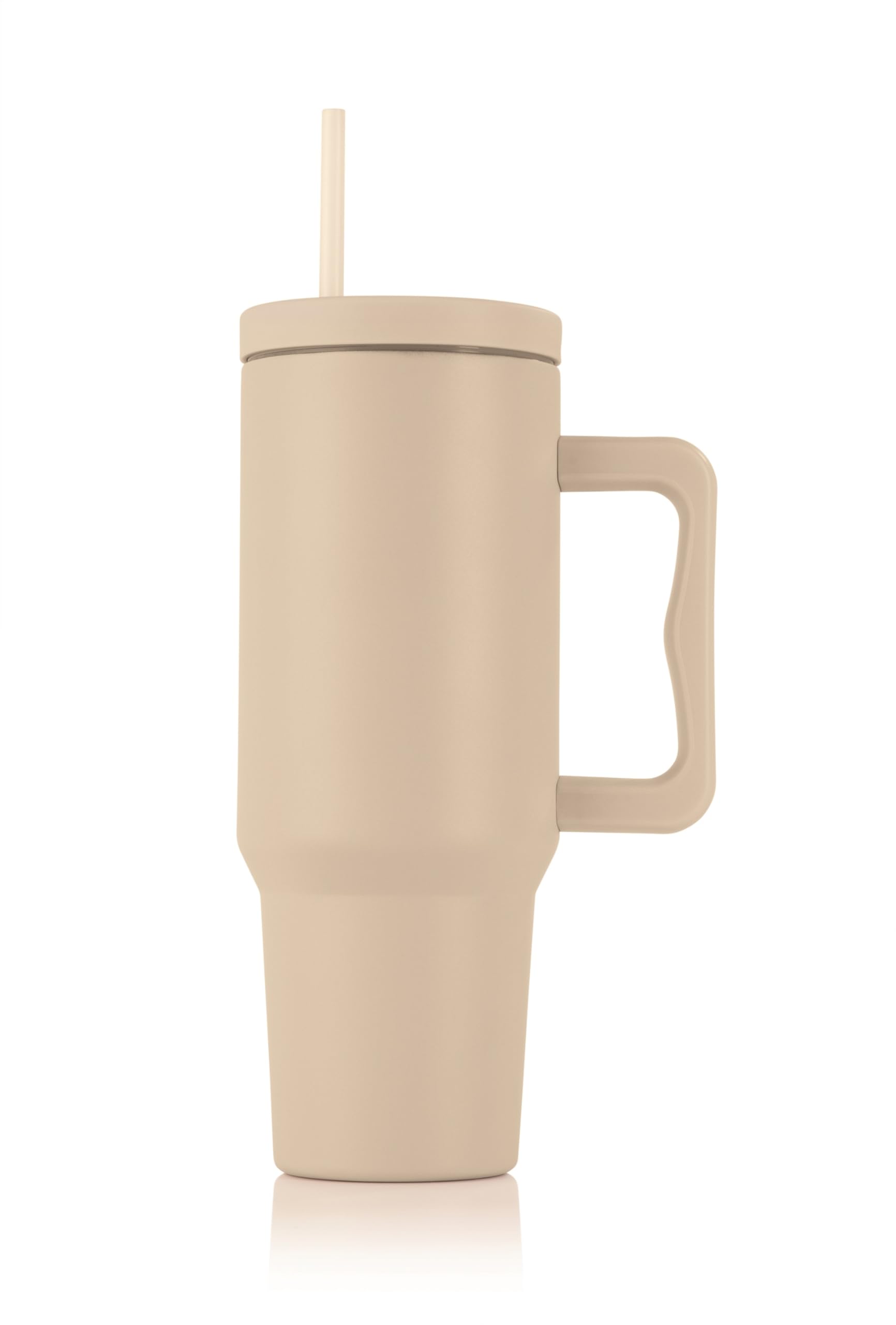 لیوان حرارتی گورمت‌ مکس آلمان  GOURMETmaxx با نی و دسته لیوان قهوه ۱.۲ لیتری توکار لیوان عایق‌دار با درب ۲ در ۱ لیوان ضد نشت بژ