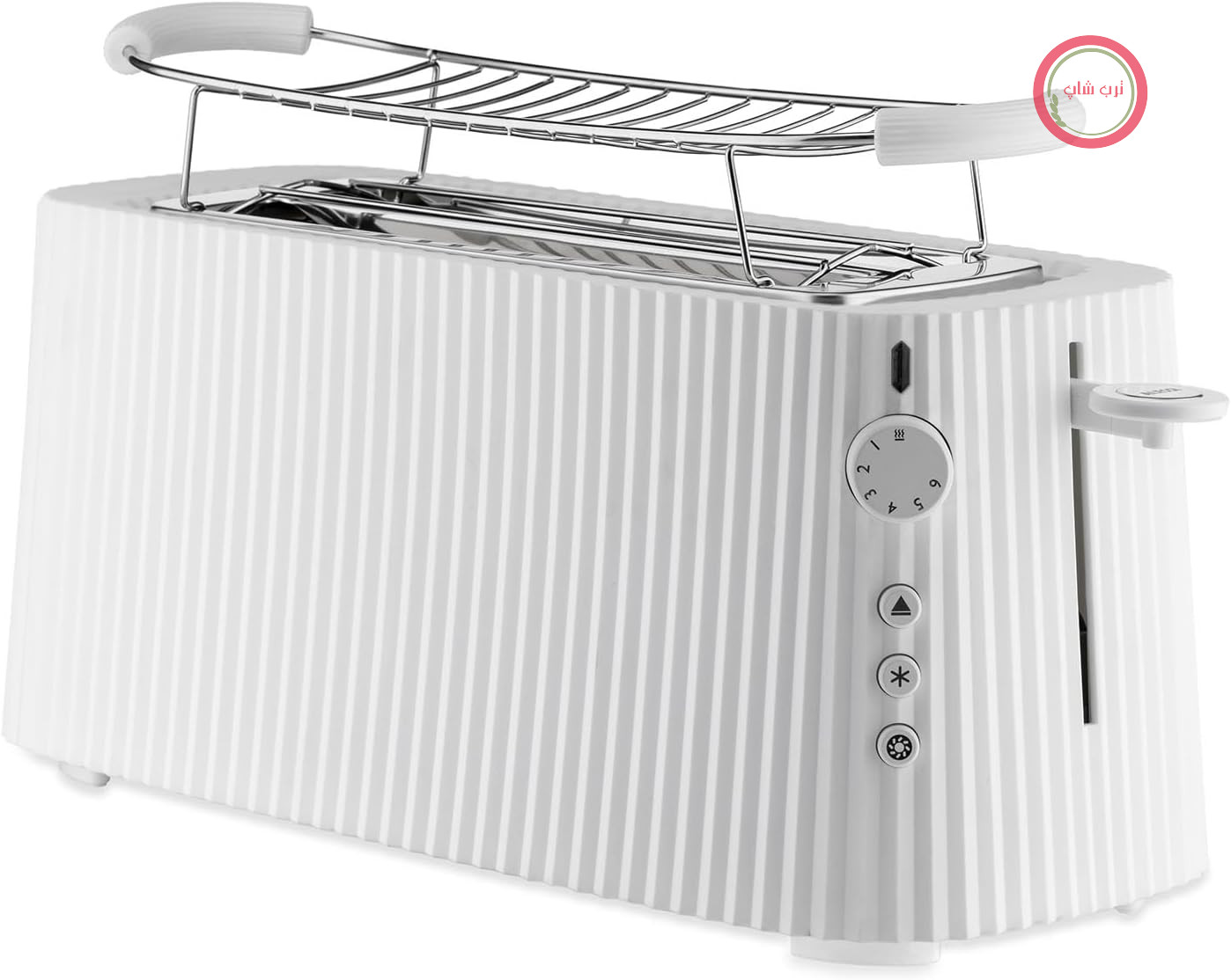 Alessi Plissé MDL15 W - توستر دوتایی بلند، ساخته شده از رزین ترموپلاستیک، گرمکن نان ساخته شده از استیل ضد زنگ 18/10 و رزین ترموپلاستیک، دوشاخه اروپایی، 1700 وات، سفید