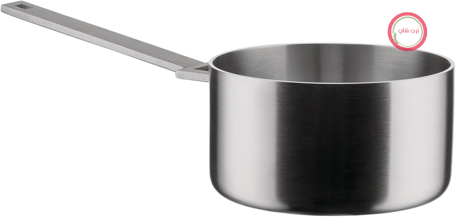 قابلمه طرح سه لایه Alessi Convivio DC105/16 با دسته بلند، مناسب برای پخت القایی، استیل ضد زنگ و PVD با پایه استیل مغناطیسی، 16 سانتی متر، روکش ساتن