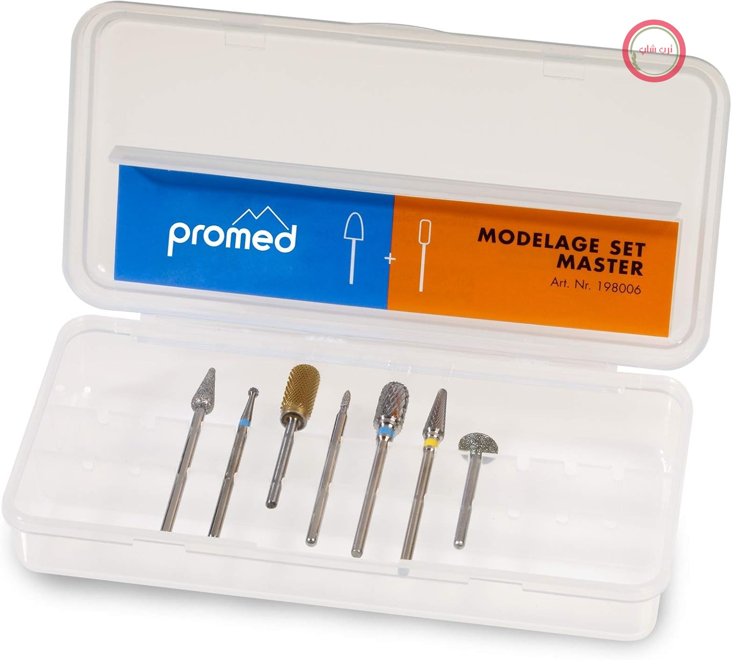 ست سنگ‌زنی Promed Master، 7 بدنه سنگ‌زنی برای مدل‌سازی ناخن مصنوعی، ست مته، ملحقات مته ناخن، لوازم جانبی برای مته‌های Promed، قطر شفت 2.332 تا 2.350 میلی‌متر.