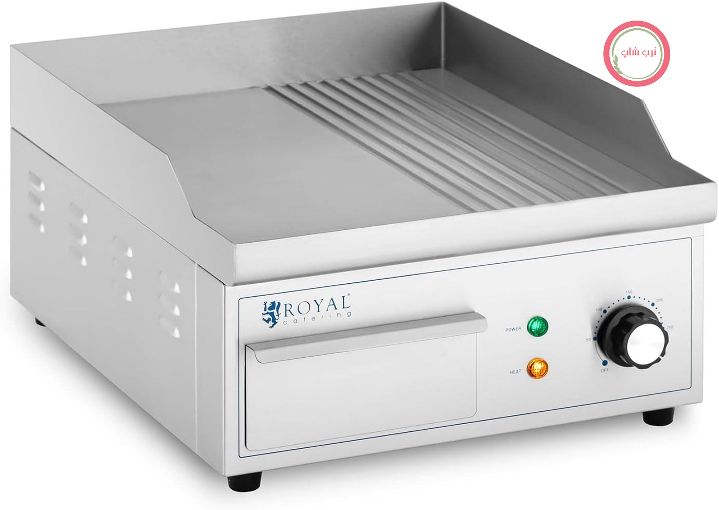 صفحه گریل برقی Royal Catering RCPG45-M، 360 در 380 میلی‌متر، شیاردار و صاف، 2000 وات، گریل برقی، صفحه گریل، گریل برقی