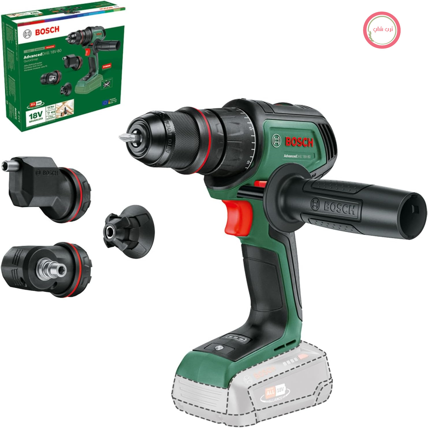 دریل/پیچ‌گوشتی بی‌سیم Bosch AdvancedDrill 18V - 80 QuickSnap (برای سوراخکاری و پیچ‌گوشتی