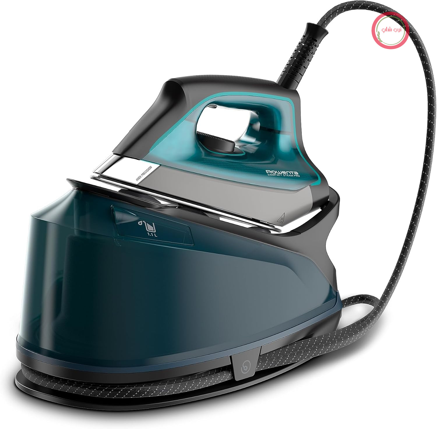 اتو بخار مخرن دار روونتا آلمان Rowenta Compact Steam Pro، بخار با فشار بالا ۶.۲ بار، بخاردهی لحظه‌ای ۳۱۰ گرم در دقیقه، مخزن آب ۱.۱ لیتری، طراحی جمع و جور، جمع کننده کارآمد رسوبات آهکی، پلاستیکی، سایز خیلی بزرگ، آبی/مشکی، DG7621