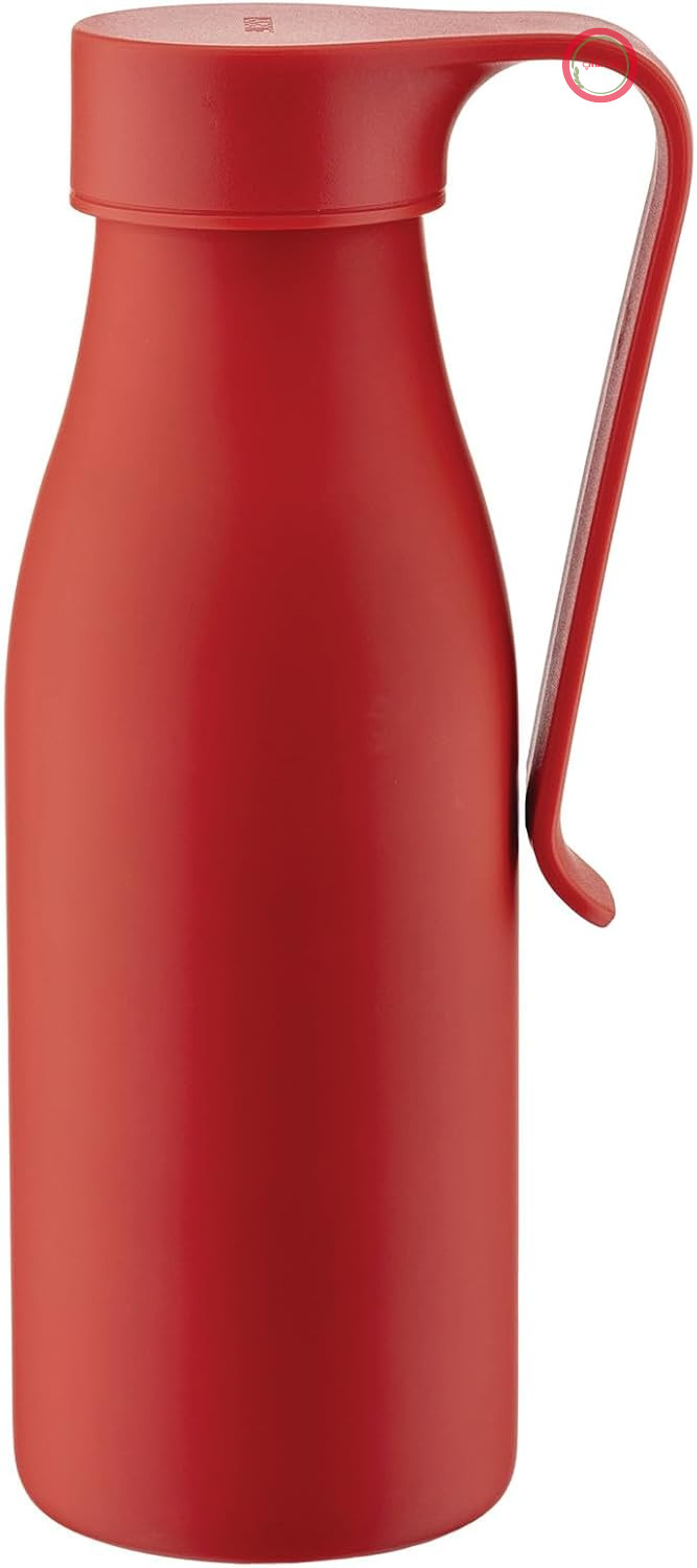 فلاسک دو جداره Alessi Away AST01 R با دم کن و فیلتر، ساخته شده از استیل ضد زنگ رنگی 18/10، 500 میلی لیتر، قرمز