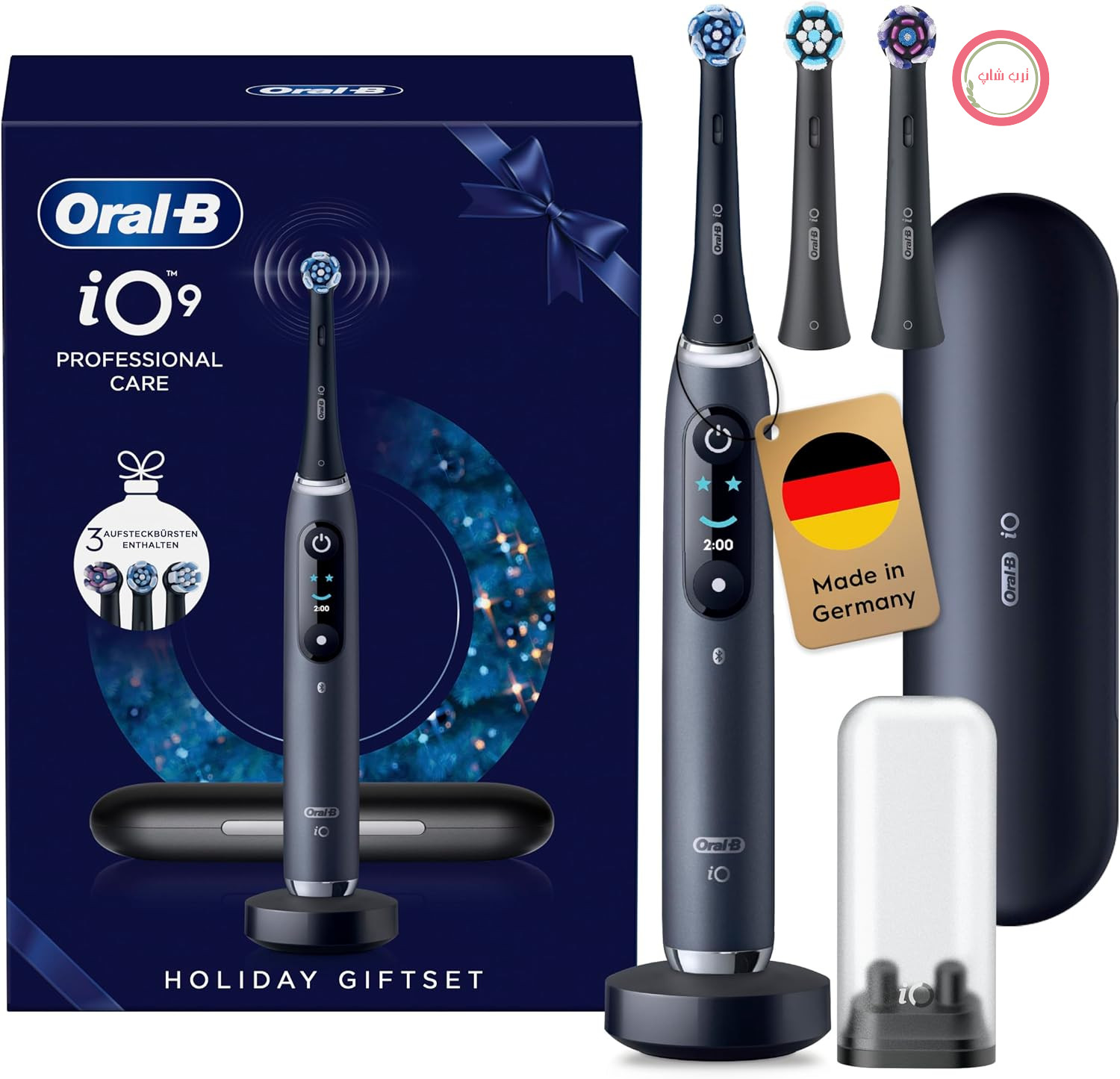 مسواک برقی Oral-B iO Series 9 - شامل 3 سر مسواک - 7 حالت برای مراقبت از دهان و دندان، برنده تست CHIP (11/25)، طراحی شده توسط Braun، مشکی