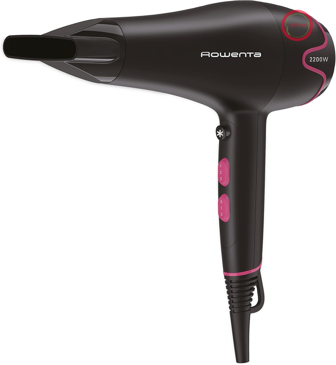 سشوار روونتا آلمان CV5713 مدل Motion Dry | 2200 وات | خشک کردن سریع | 6 حالت مختلف | نازل حالت دهنده | کول شات | سبک | شبکه جداشدنی | سیم بلند | مشکی/صورتی