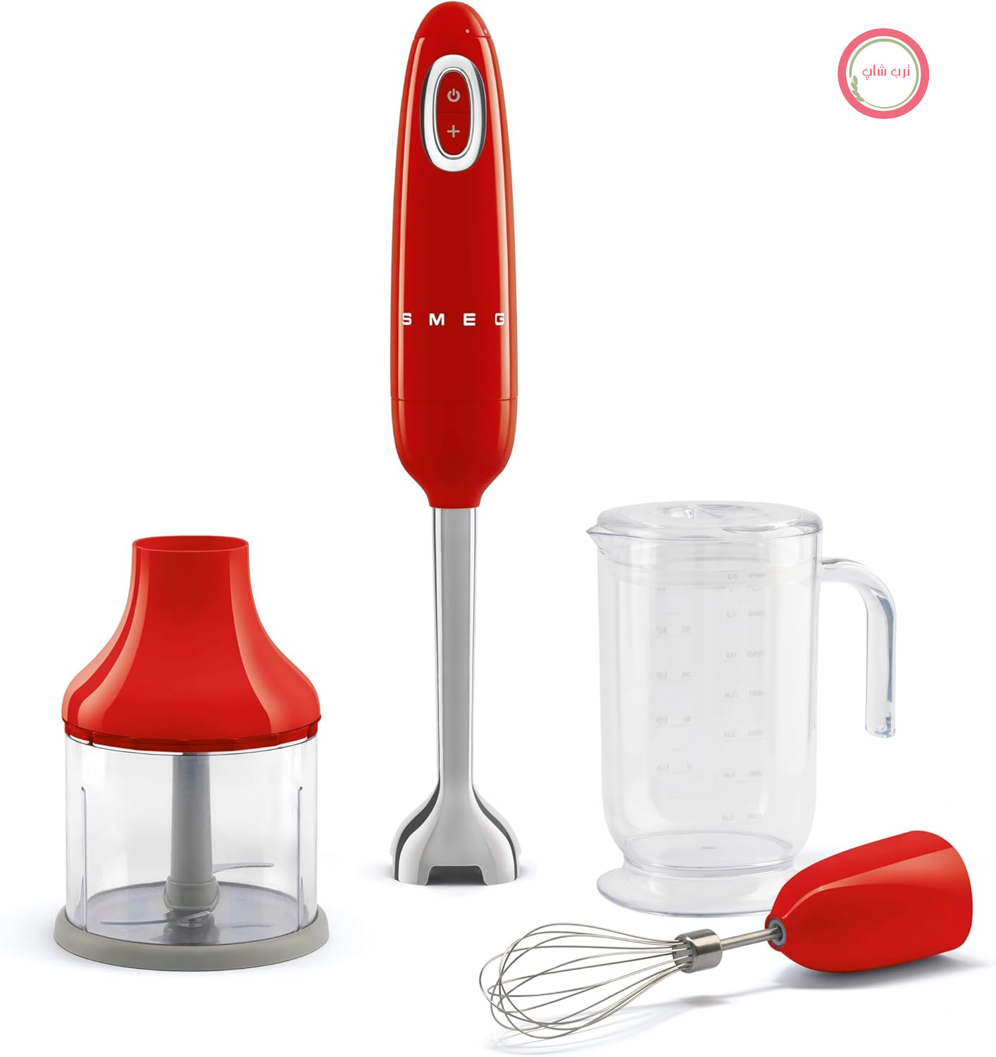 مخلوط کن دستی Smeg HBF03RDEU با عملکرد توربو و سیستم برش Flowblend، دسته ضد لغزش، محفظه سیم یکپارچه، لوازم جانبی شامل، قدرت 700 وات، قرمز