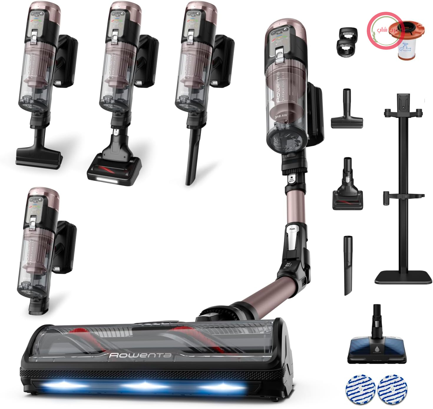 جارو شارژی روونتا آلمان بی‌سیم Rowenta X-Force Flex 16.60، قدرت مکش فوق‌العاده، ۳۱۵ وات هوا، نتایج بهینه در تمام طبقات، روشنایی LED، زمان کار ۲ ساعته، مفصل انعطاف‌پذیر، شامل لوازم جانبی، RH9CD9E0