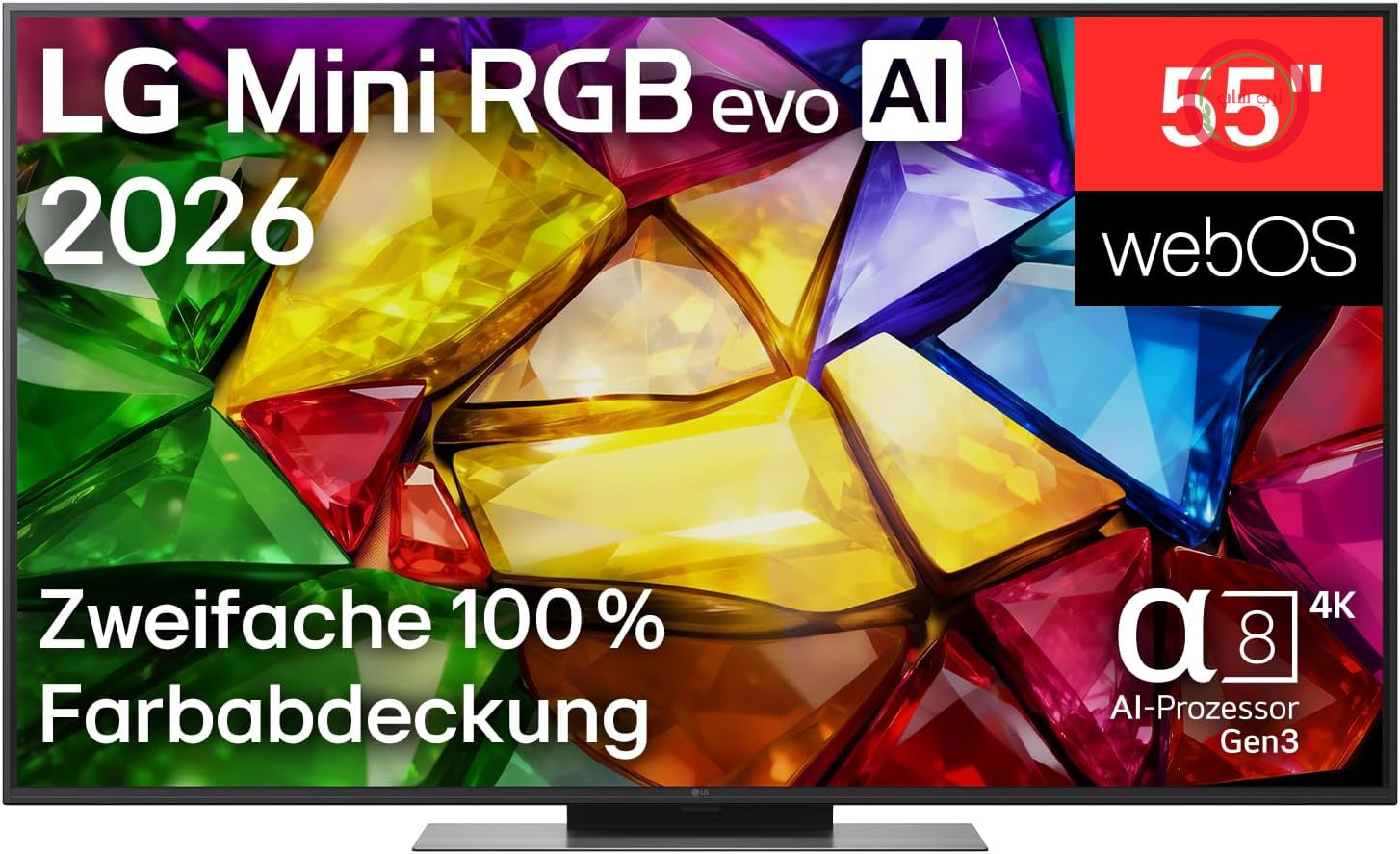 تلویزیون ۵۵ اینچ (۱۳۹ سانتی‌متر) 4K مینی RGB evo AI ال‌جی مدل 55MRGB86B9A (پردازنده α8 Gen3 4K AI، webOS 26