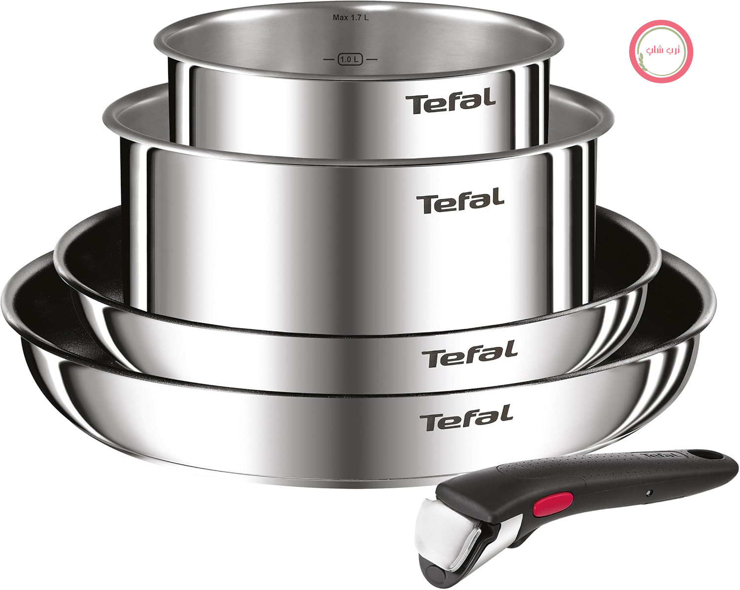 سرویس قابلمه و تابه 5 تکه Tefal Ingenio Emotion با دسته جداشدنی، قابل چیدن روی هم، کم جا، مناسب برای اجاق القایی با روکش نچسب تیتانیوم 2X، حمل و تمیز کردن آسان، L897S5