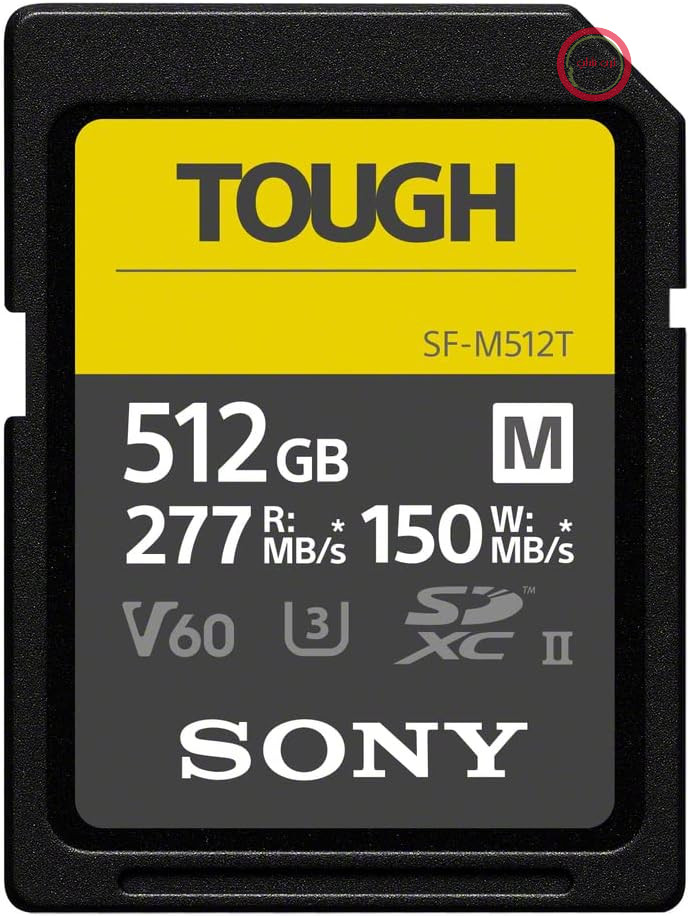 کارت حافظه SDXC سونی SF-M512T Tough با ظرفیت ۵۱۲ گیگابایت، استاندارد UHS-II، V60، کلاس ۱۰، سرعت خواندن تا ۲۷۷ مگابایت بر ثانیه و سرعت نوشتن تا ۱۵۰ مگابایت بر ثانیه - بسیار مقاوم، دارای استاندارد IP68، ضد ضربه و ضد آب