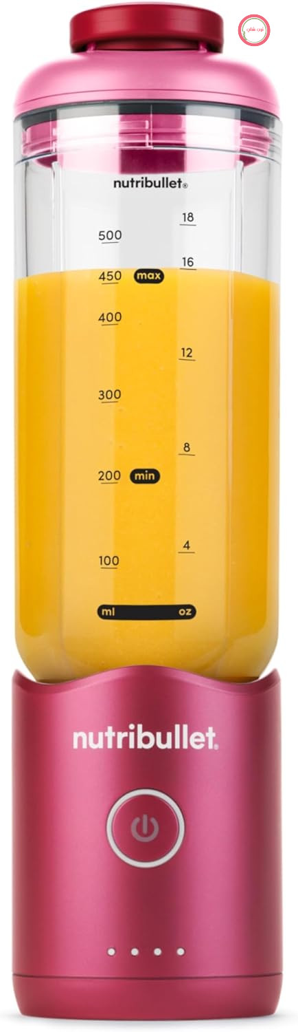 مخلوط کن اسموتی قابل حمل nutribullet Flex 650ml با درب قابل شستشو، قابلیت خرد کردن یخ و میوه های یخ زده، پورت USB-C، بند حمل، لیوان بدون BPA، تمیز کردن آسان، قرمز (NBP213MA)