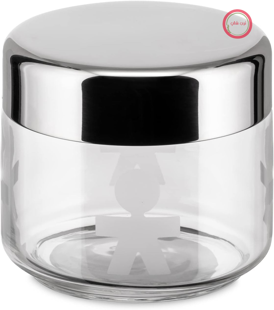 ظرف آشپزخانه شیشه‌ای Alessi AKK35 GIROTONDO با درب استیل ضد زنگ آب‌بندی شده، قطر ۸.۳ سانتی‌متر، ارتفاع ۲۸ سانتی‌متر