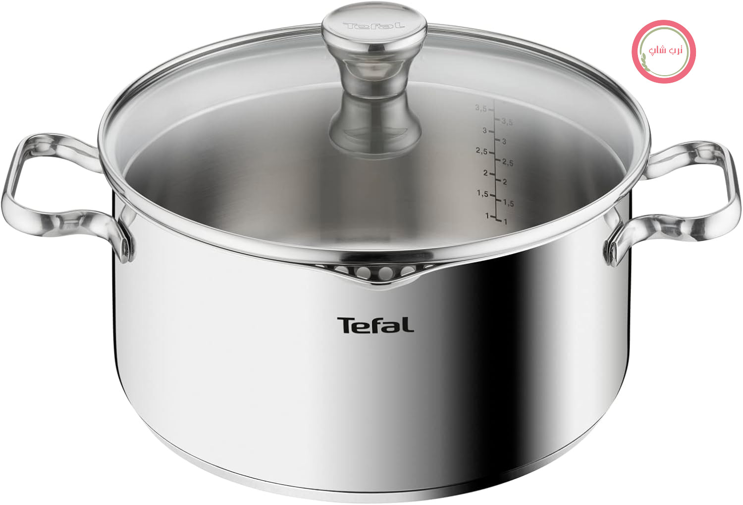 قابلمه Tefal A70546 Duetto | 24 سانتی‌متر | قابل استفاده با القایی | قابل شستشو در ماشین ظرفشویی | پیمانه | درب شیشه‌ای برای ریختن مواد | استیل ضد زنگ