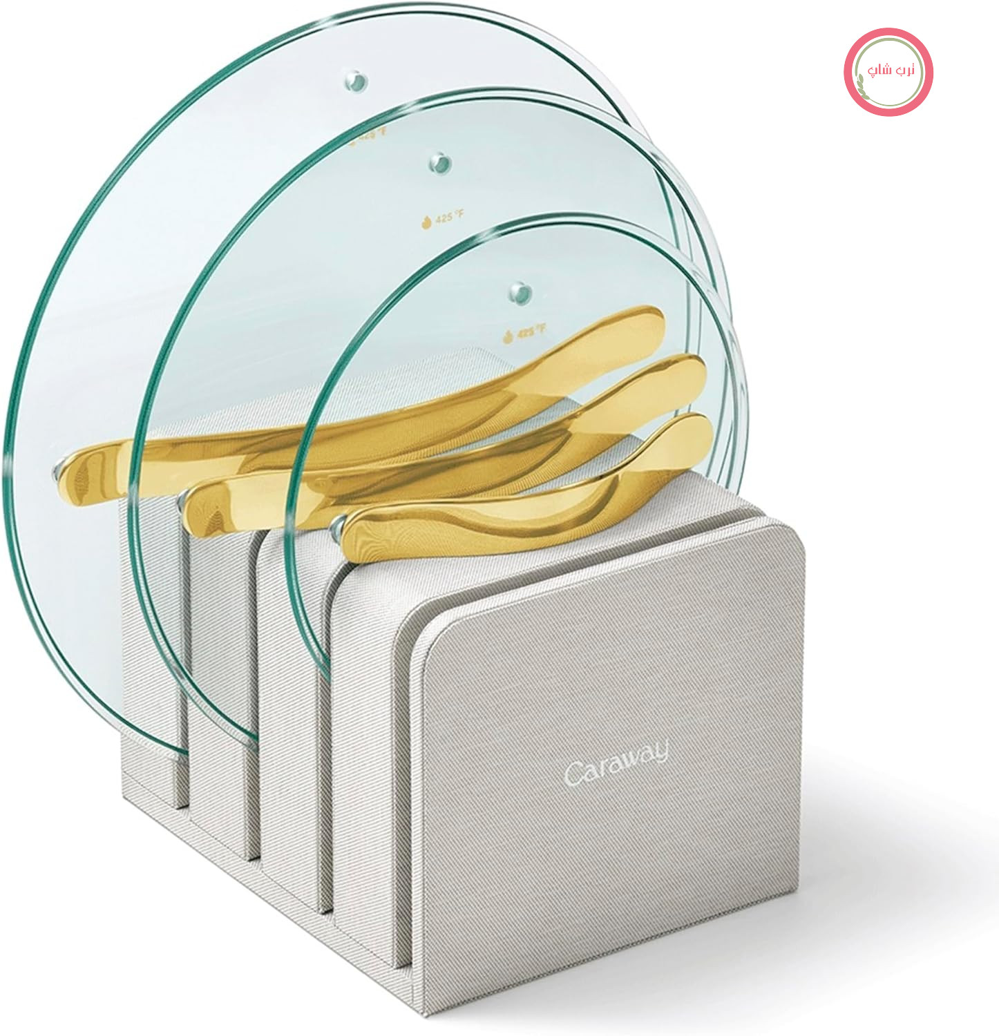 سرویس درب شیشه‌ای Caraway Iconics برای قابلمه و ماهیتابه، ساخته شده از شیشه سکوریت، مناسب برای ظروف سرامیکی و استیل ضد زنگ Caraway، شامل 3 سایز: 20.3 سانتی‌متر، 26.7 سانتی‌متر و 30 سانتی‌متر