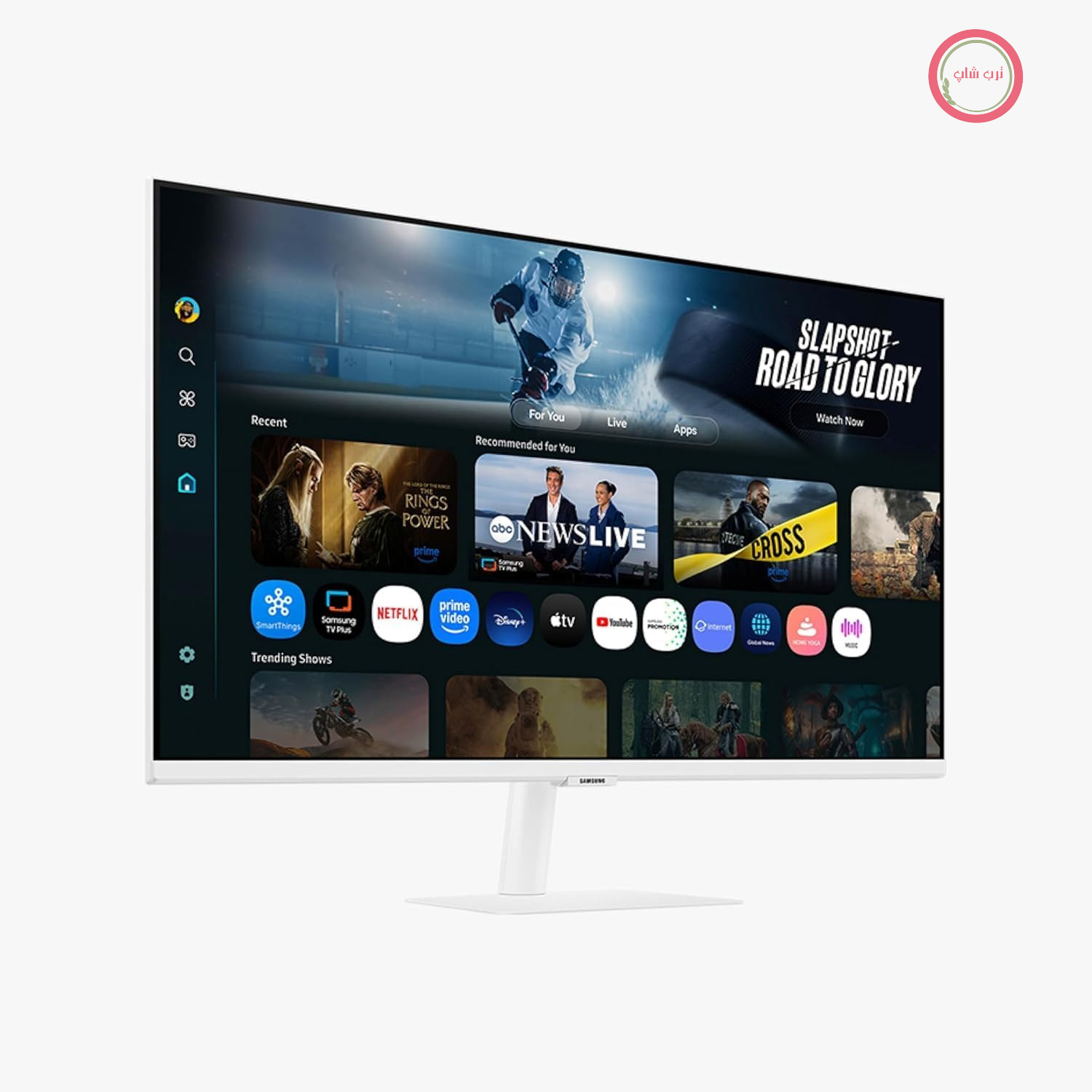 مانیتور هوشمند سامسونگ 32 اینچ مدل M7 (M70F) با کیفیت 4K UHD و هوش مصنوعی بصری، اپلیکیشن‌های تلویزیون هوشمند، هاب بازی، پورت USB-C و HDMI، رنگ سفید