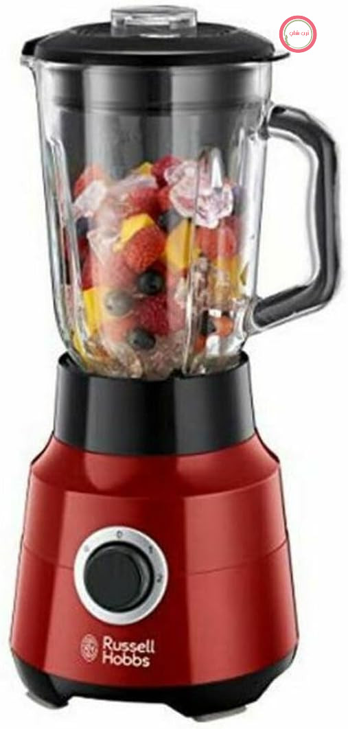 همزن ایستاده راسل هابز [ظرف شیشه‌ای ۱.۵ لیتری] مدل Desire Red (موتور قدرتمند ۰.۹ اسب بخار، عملکرد پالس/خرد کردن یخ، تیغه‌های استیل ضد زنگ، مخلوط‌کن بدون BPA، خردکن برقی، اسموتی‌ساز) ۲۴۷۲۰-۵۶