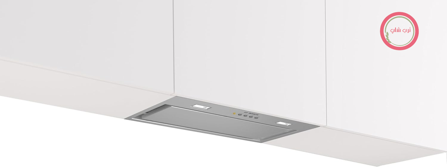 بوش DLN56AC50 سری 6، فن 52 سانتی‌متری، کانالی و چرخشی، روشنایی LED، فیلتر بوی Clean Air Plus، توکار، تنظیم دقیق با تنظیم مجدد، کنترل‌های راحت، استیل ضد زنگ