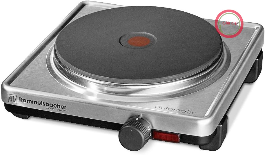 اجاق گاز رومیزی تکی اتوماتیک ROMMELSBACHER مدل AK 2099/E، استیل ضد زنگ، قطر ۱۸۰ میلی‌متر | محفظه استیل ضد زنگ، صفحه گرمایش چدنی ۱۸۰ میلی‌متری، ۲۰۰۰ وات، ساخت آلمان